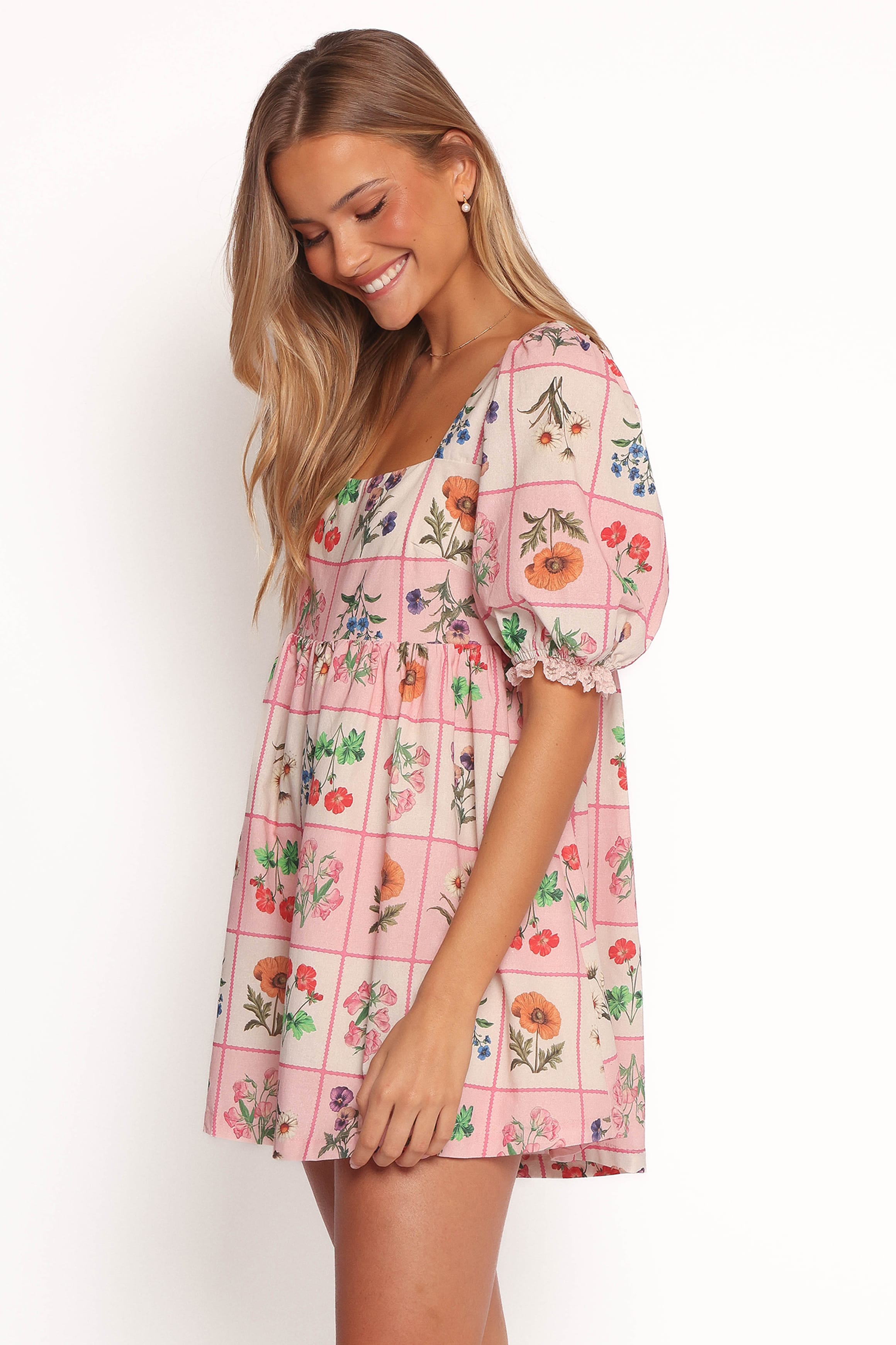 Petal and Pup USA PLAYSUITS Floretta Puff Sleeve Romper - Flora Tile