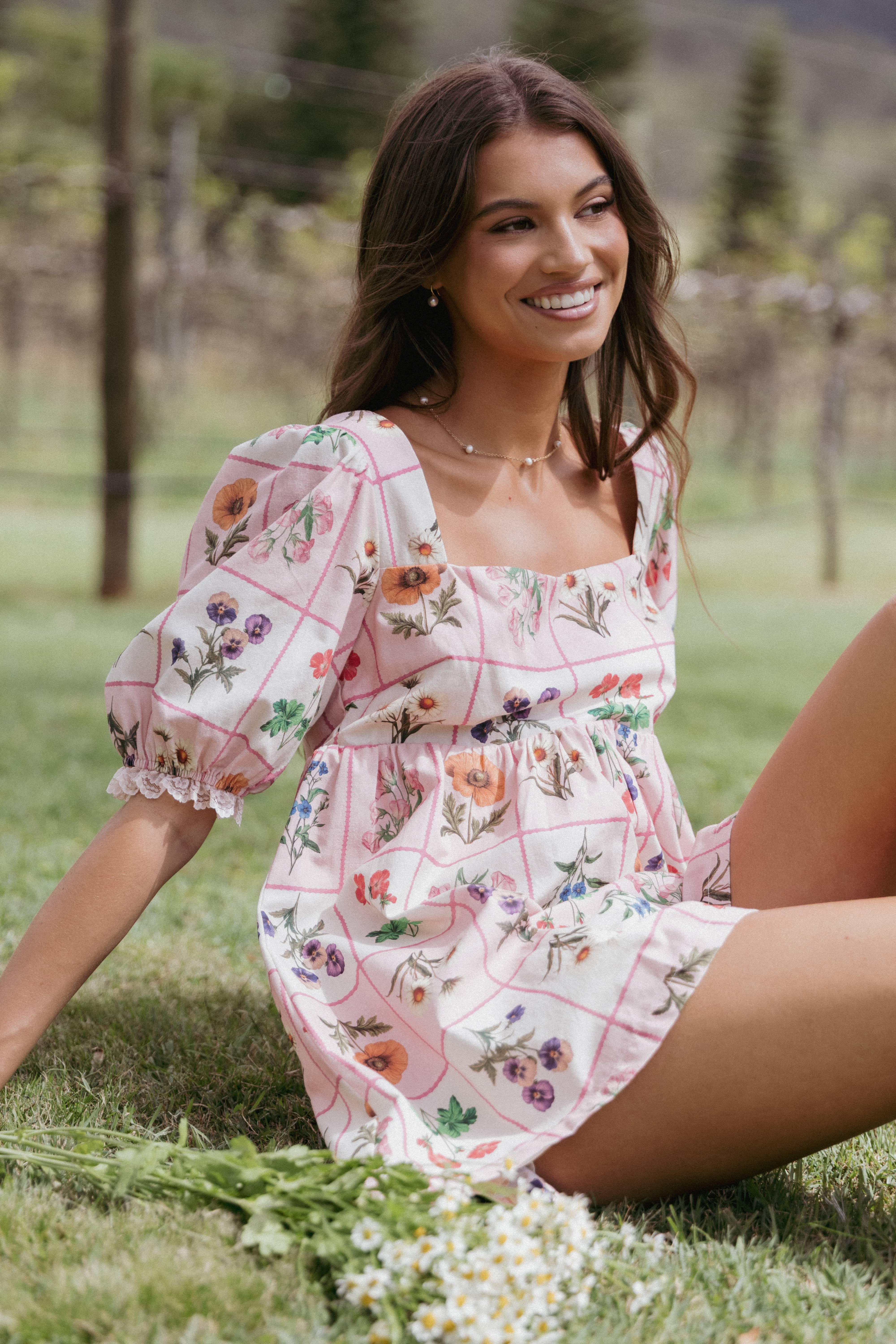 Petal and Pup USA PLAYSUITS Floretta Puff Sleeve Romper - Flora Tile