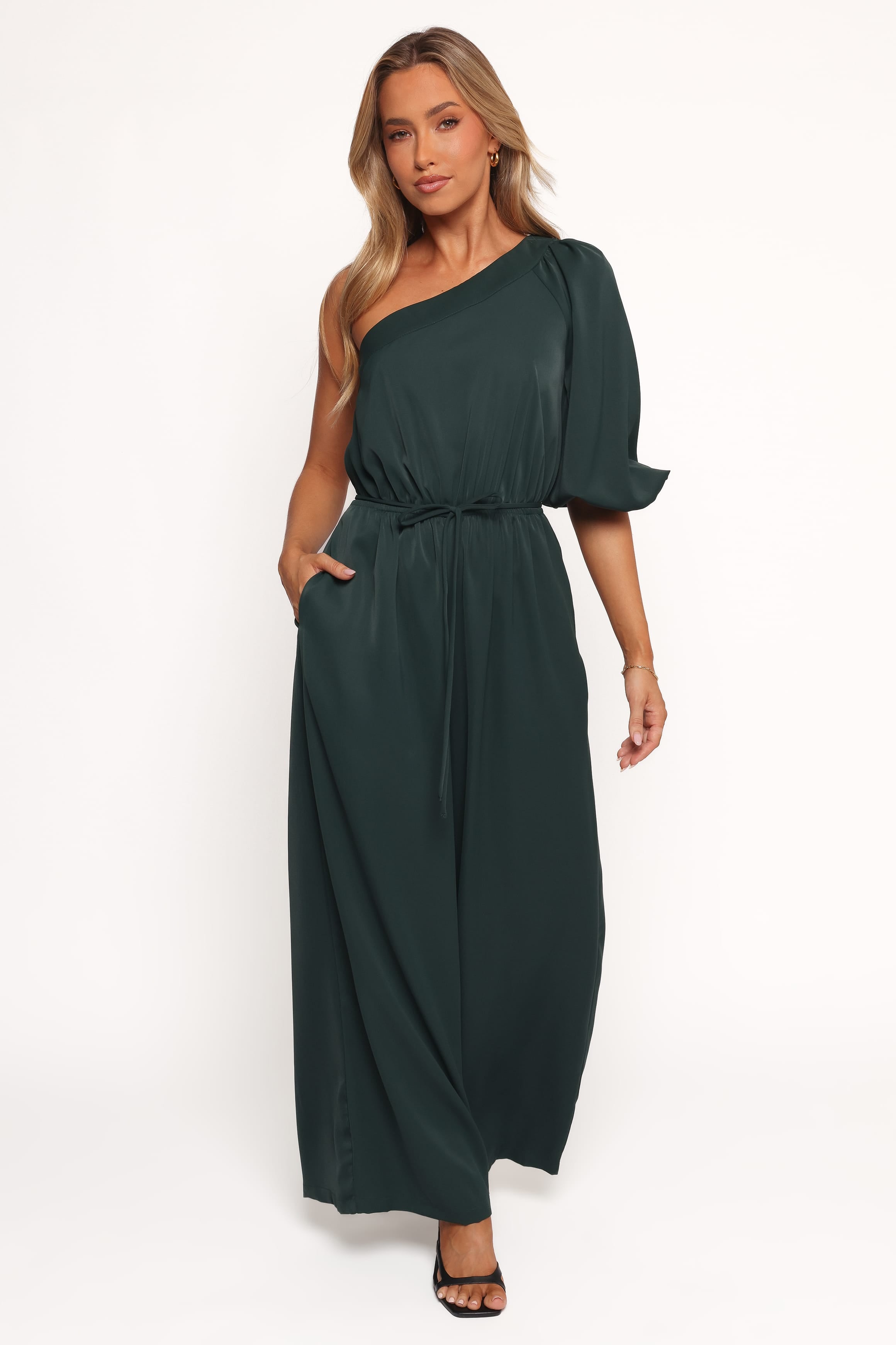 Petal and Pup USA PLAYSUITS Hedda One Shoulder Jumpsuit - Emerald