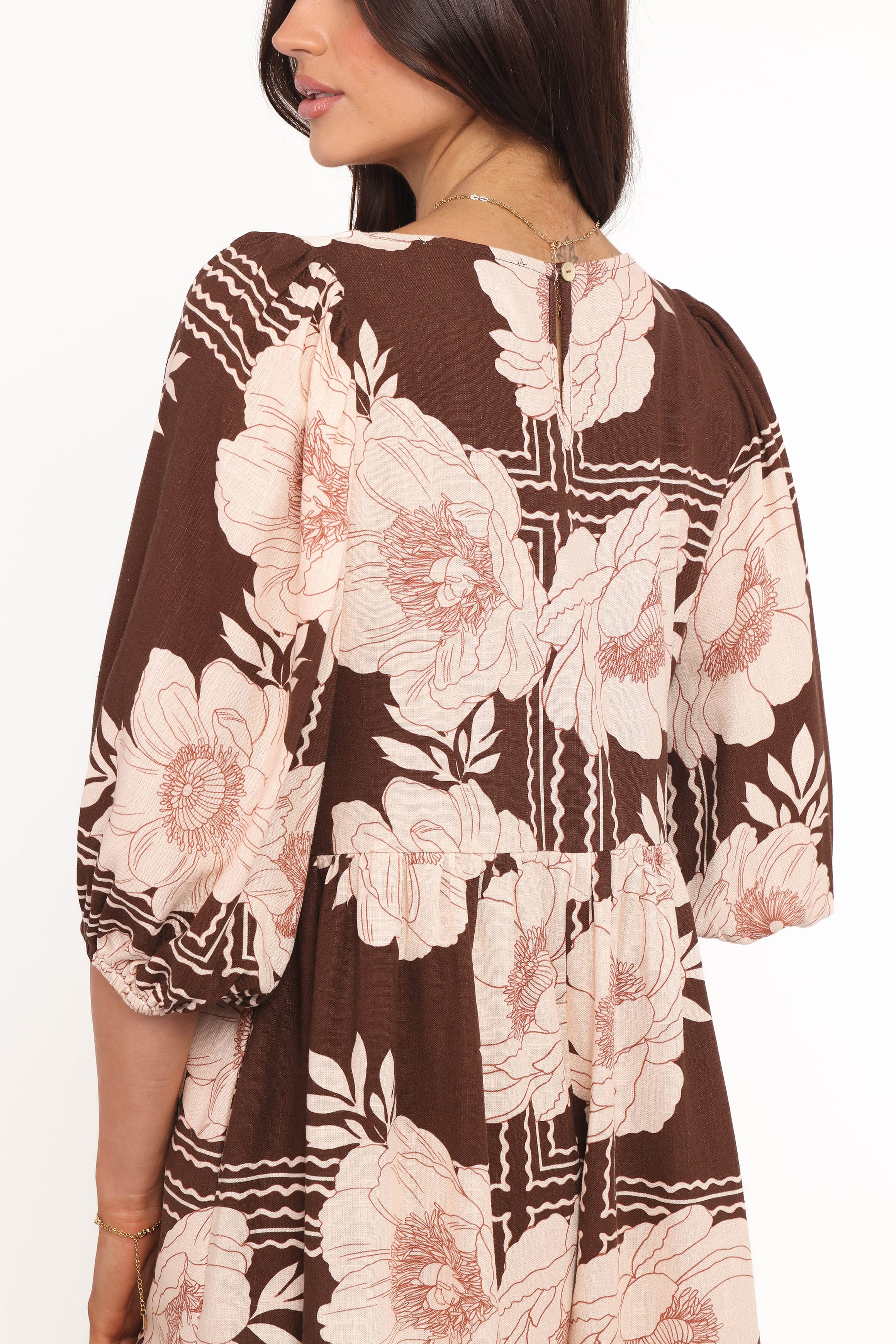 Petal and Pup USA PLAYSUITS Henley Romper - Brown Floral