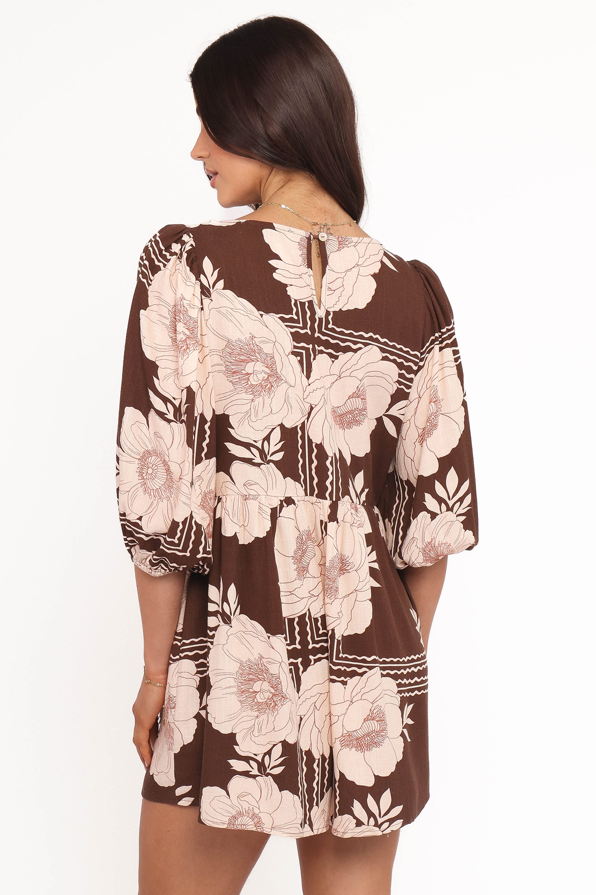 Petal and Pup USA PLAYSUITS Henley Romper - Brown Floral