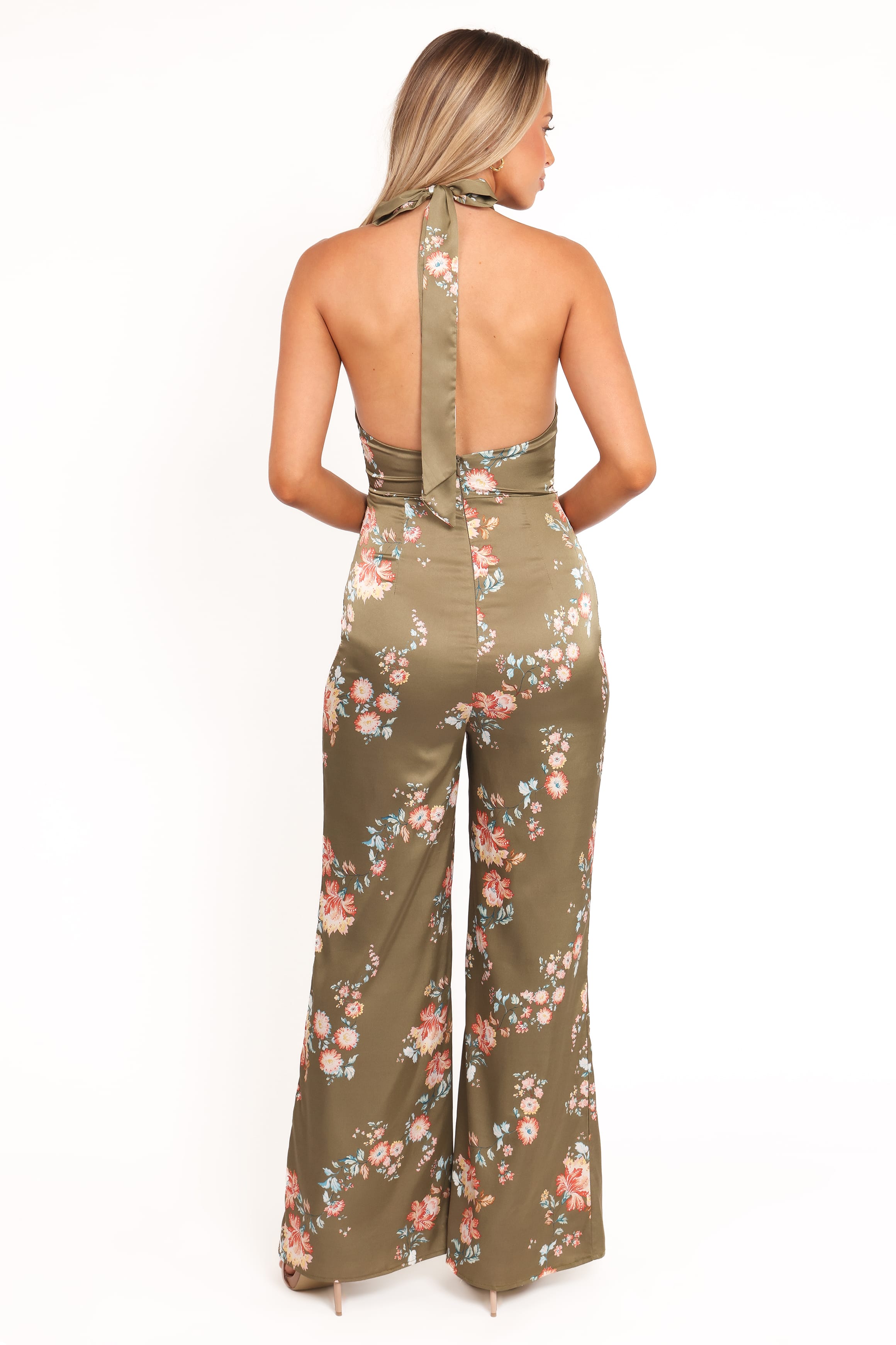 Petal and Pup USA PLAYSUITS Holly Halterneck Jumpsuit - Olive Floral