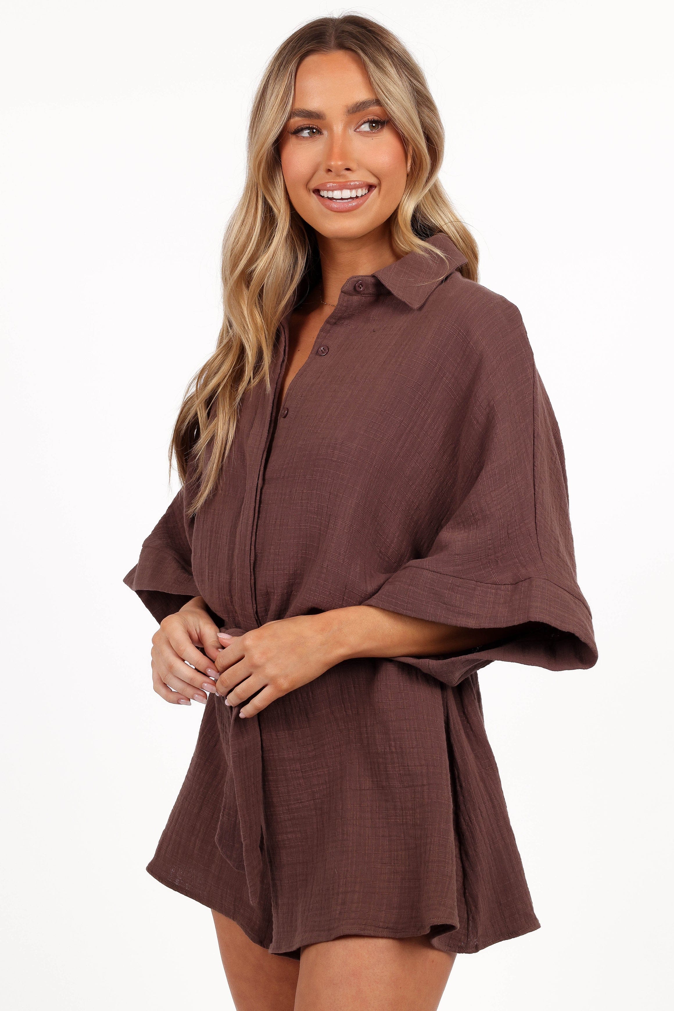 Petal and Pup USA PLAYSUITS Jemmy Romper - Chocolate Brown