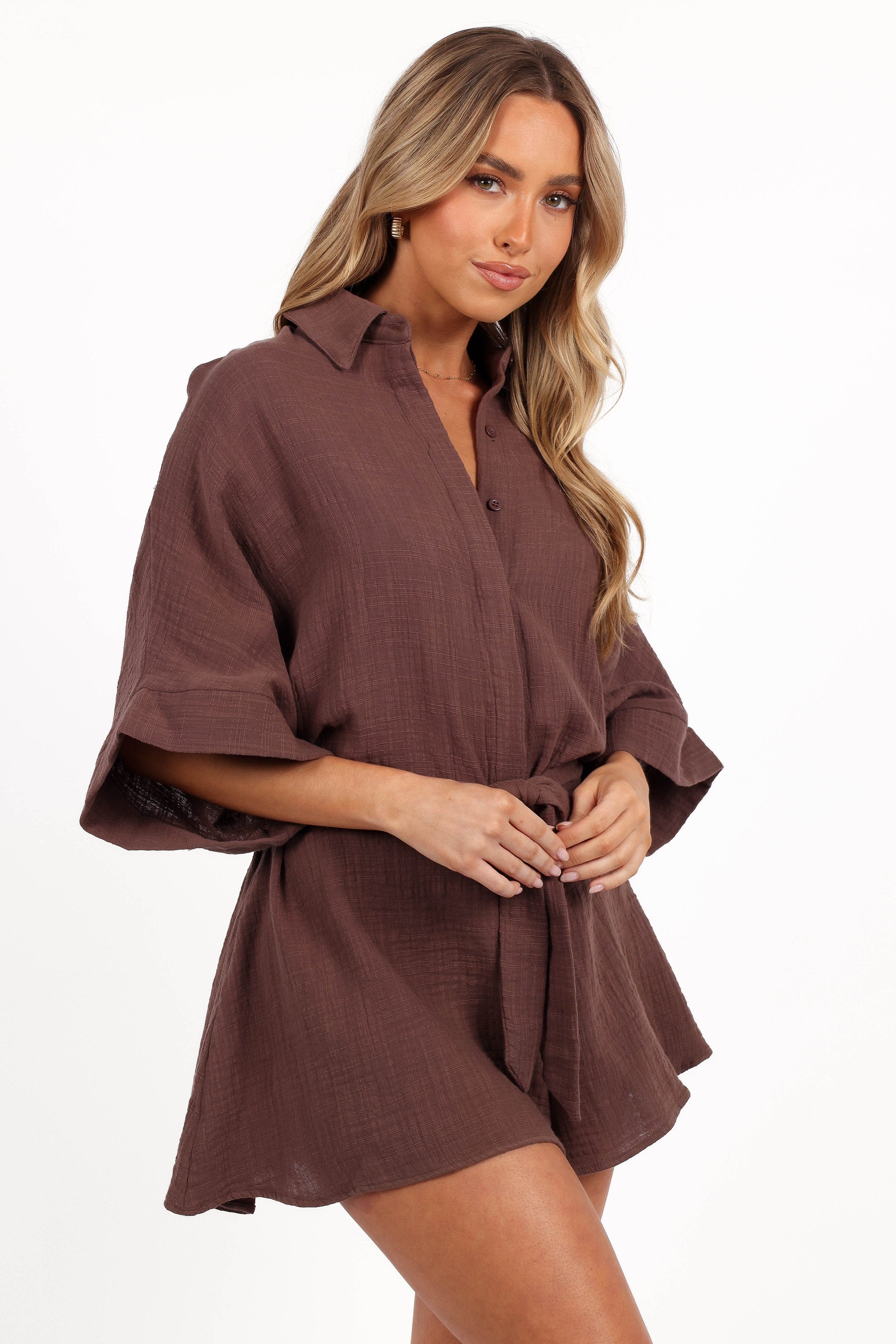 Petal and Pup USA PLAYSUITS Jemmy Romper - Chocolate Brown
