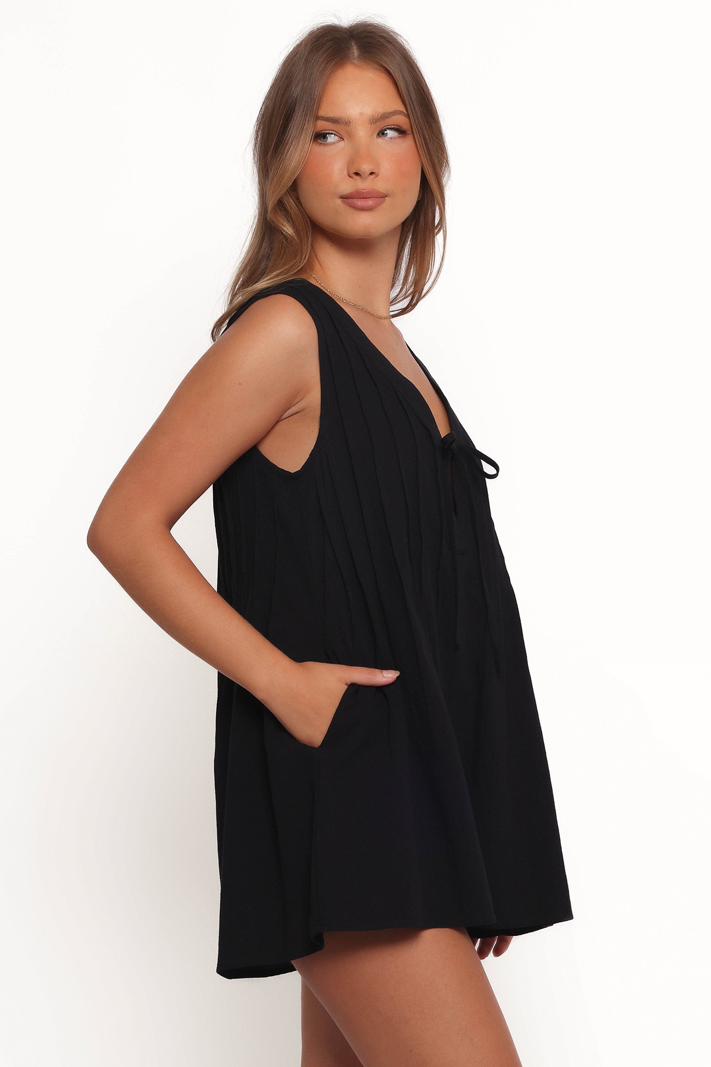 Petal and Pup USA PLAYSUITS Kallie Tie Front Romper - Black