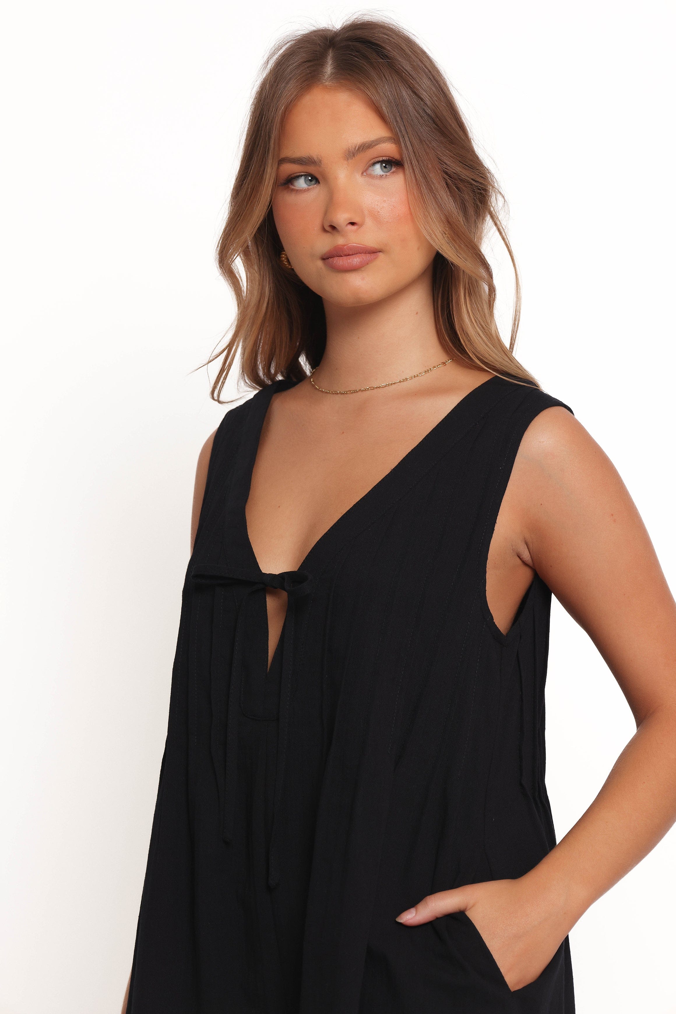 Petal and Pup USA PLAYSUITS Kallie Tie Front Romper - Black