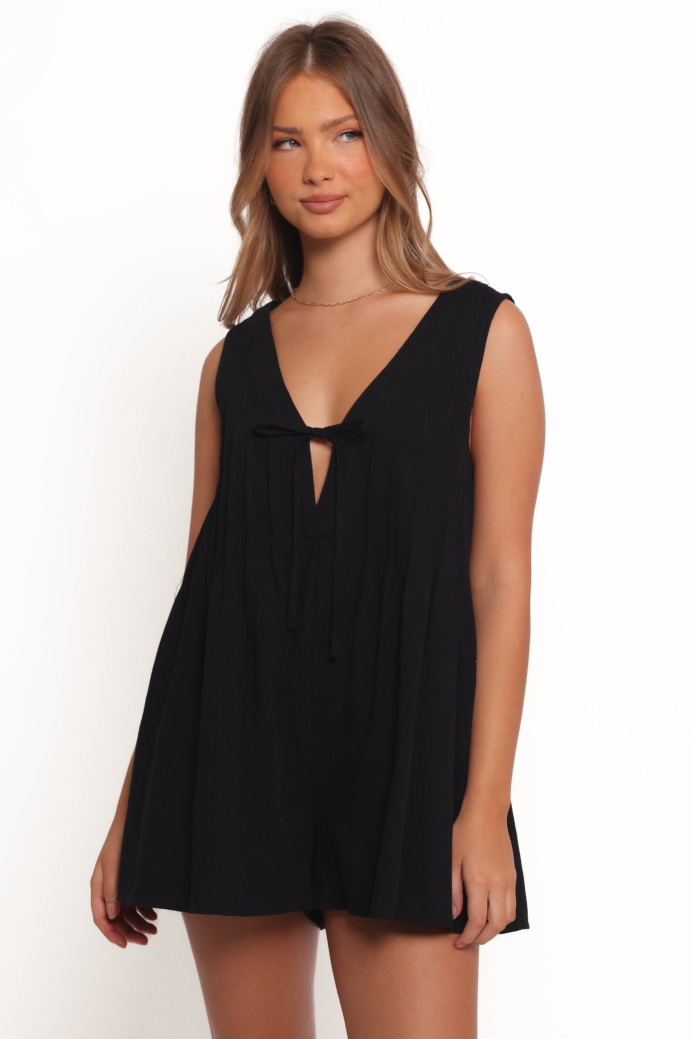 Petal and Pup USA PLAYSUITS Kallie Tie Front Romper - Black