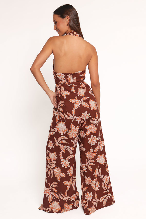 Petal and Pup USA PLAYSUITS Kehlani Halterneck Jumpsuit - Orange Floral