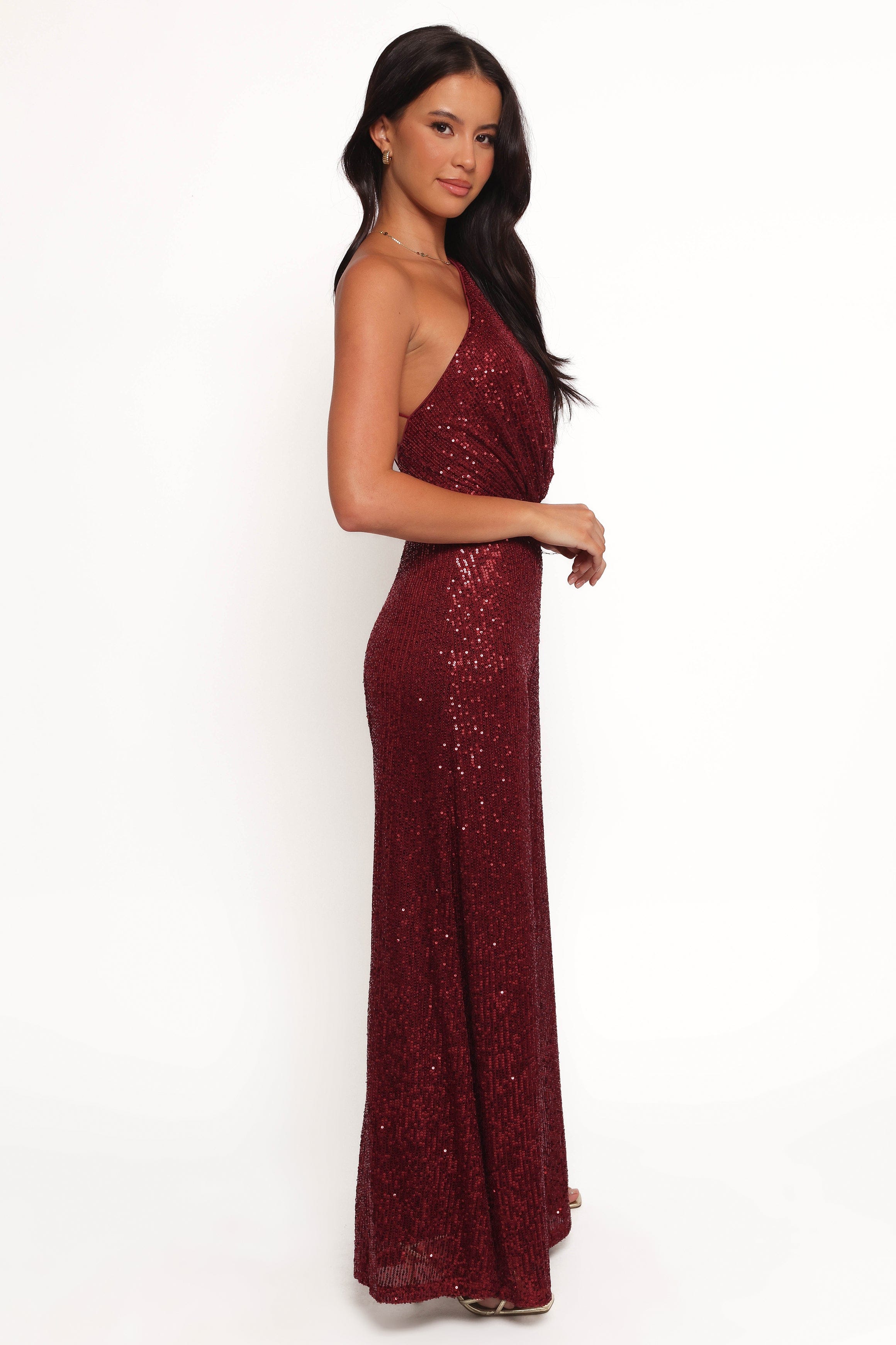 Petal and Pup USA PLAYSUITS Khianna Sequin One Shoulder Jumpsuit - Red