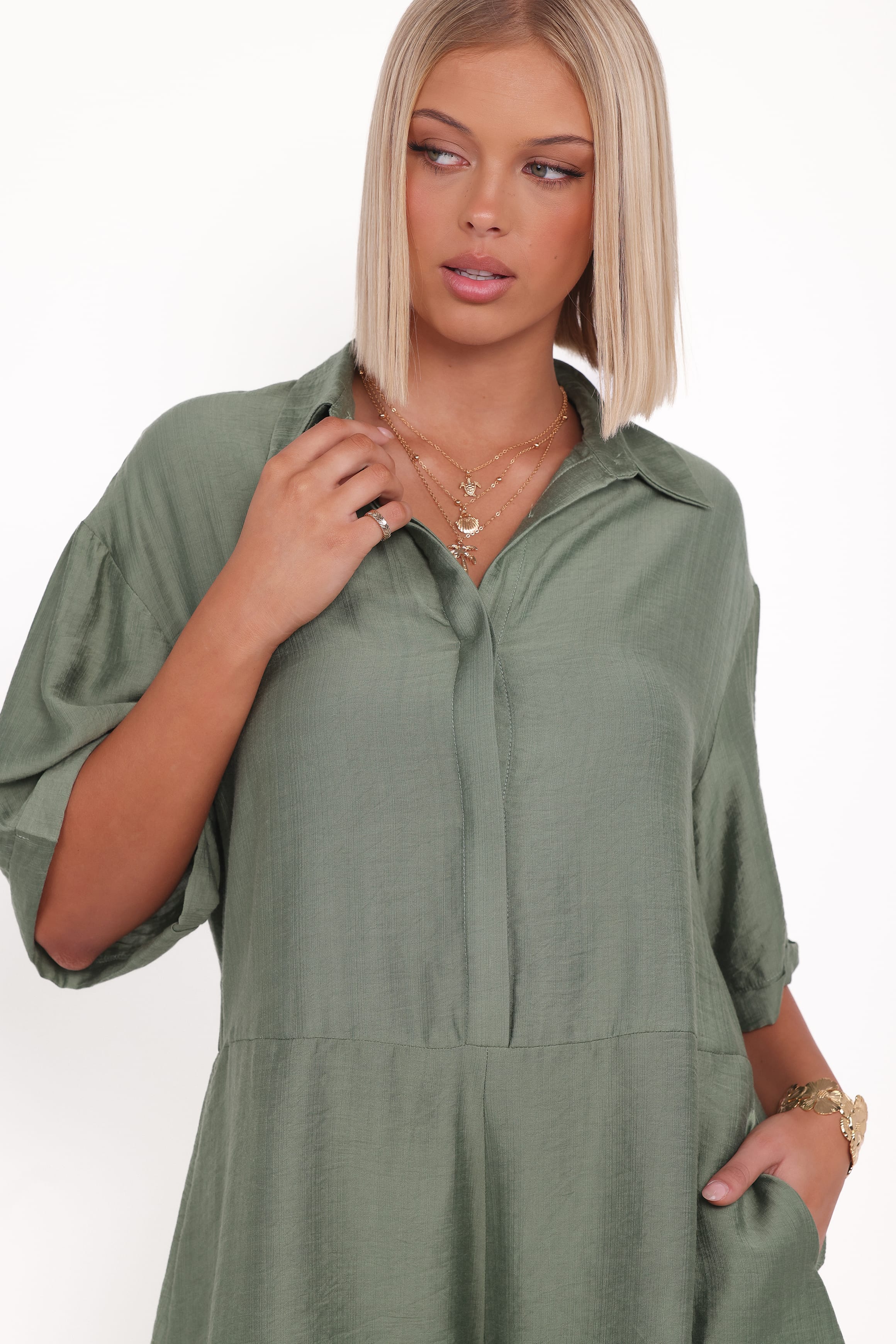 Petal and Pup USA PLAYSUITS Kiya Drop Waist Romper - Palm Green