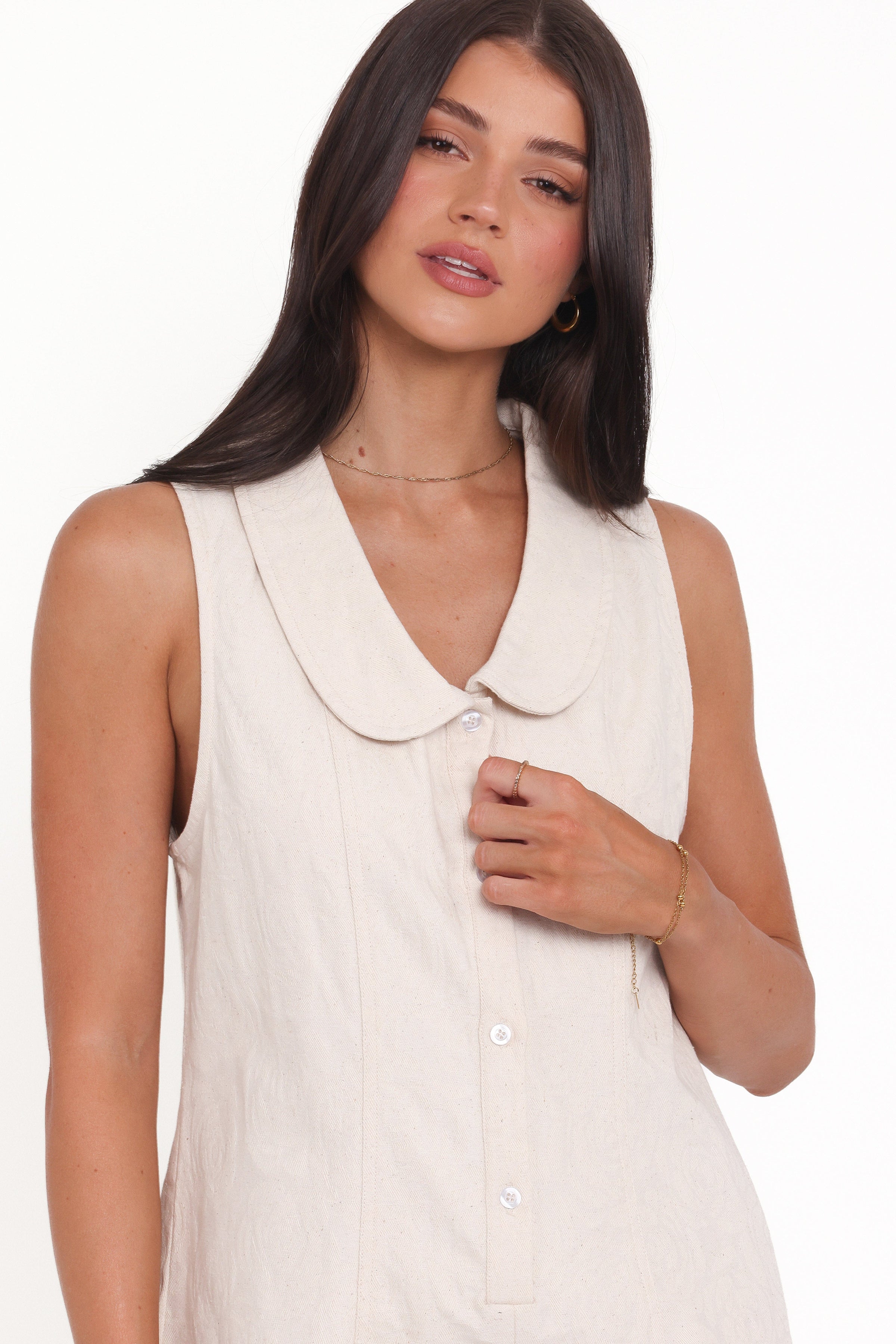 Petal and Pup USA PLAYSUITS Lavina Collared Romper - Cream