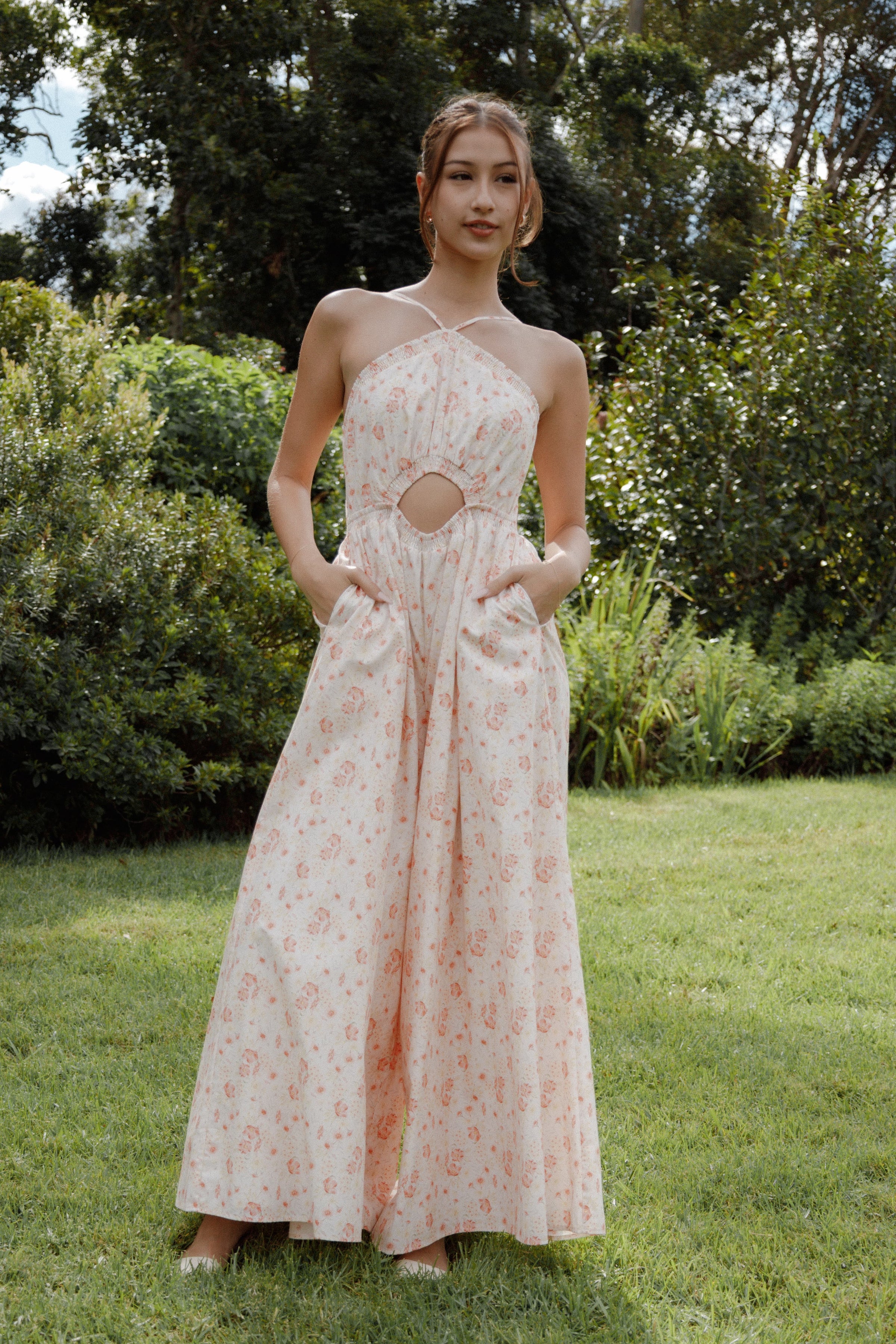 Petal and Pup USA PLAYSUITS Madeira Jumpsuit - Peach Ditsy Floral