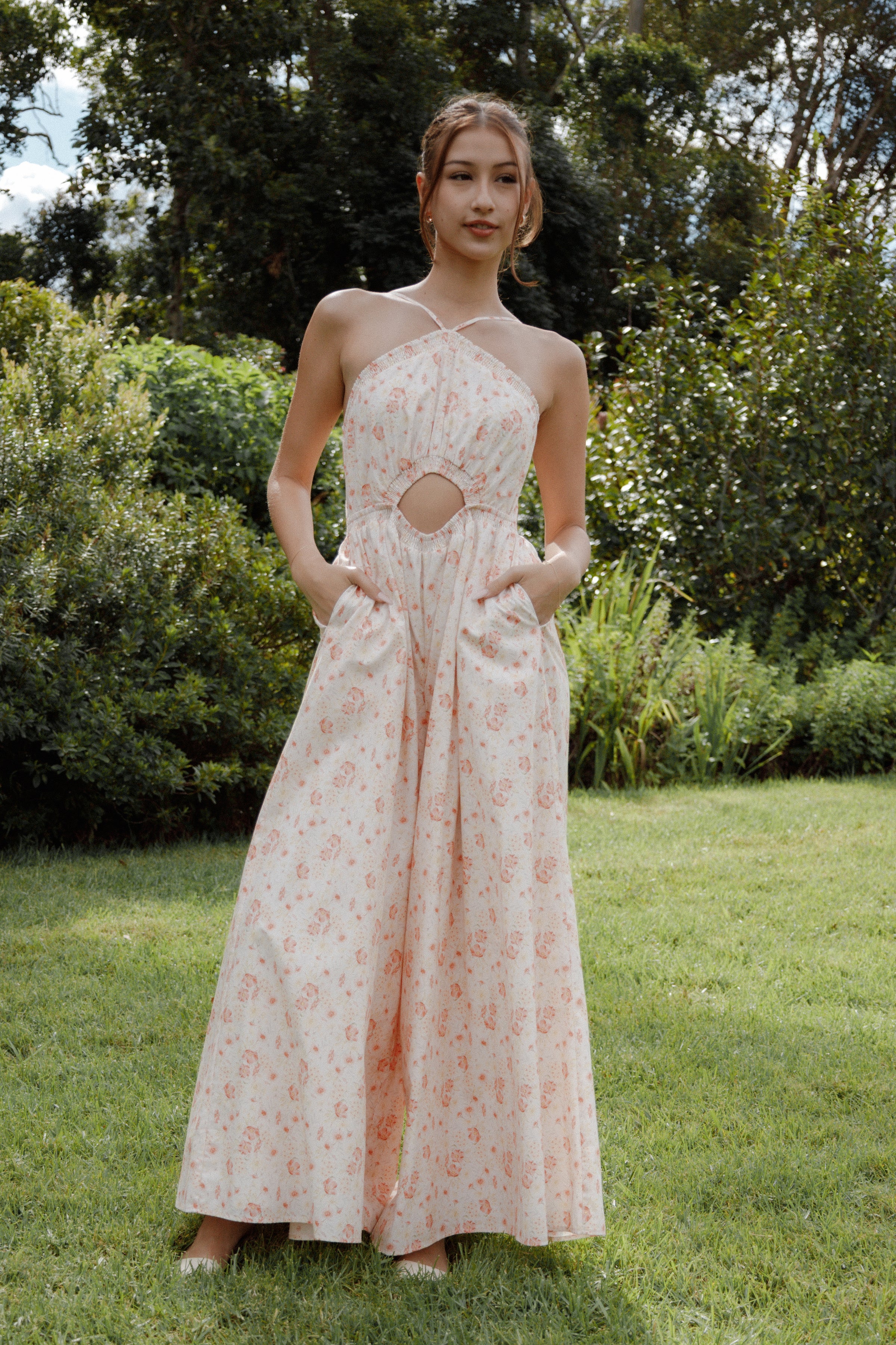 Petal and Pup USA PLAYSUITS Madeira Jumpsuit - Peach Ditsy Floral