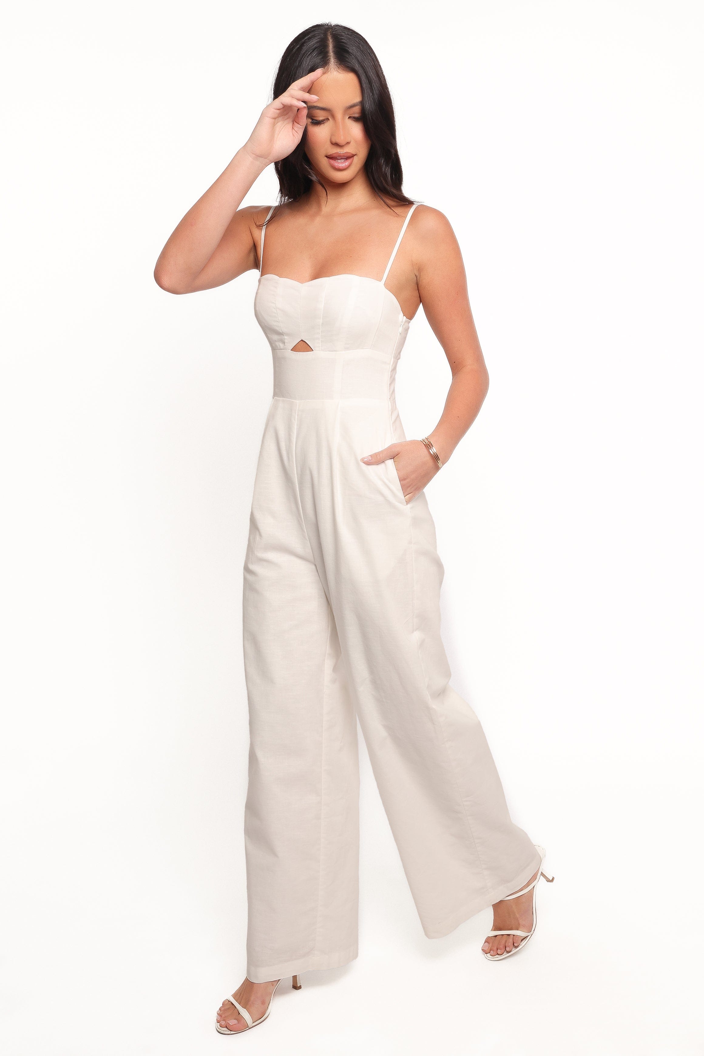 Petal and Pup USA PLAYSUITS Metra Scalloped Jumpsuit - White