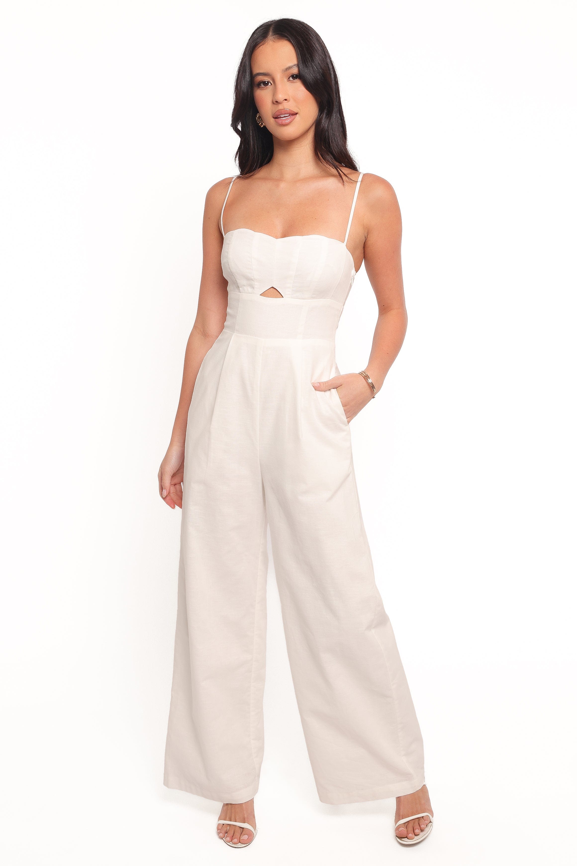 Petal and Pup USA PLAYSUITS Metra Scalloped Jumpsuit - White