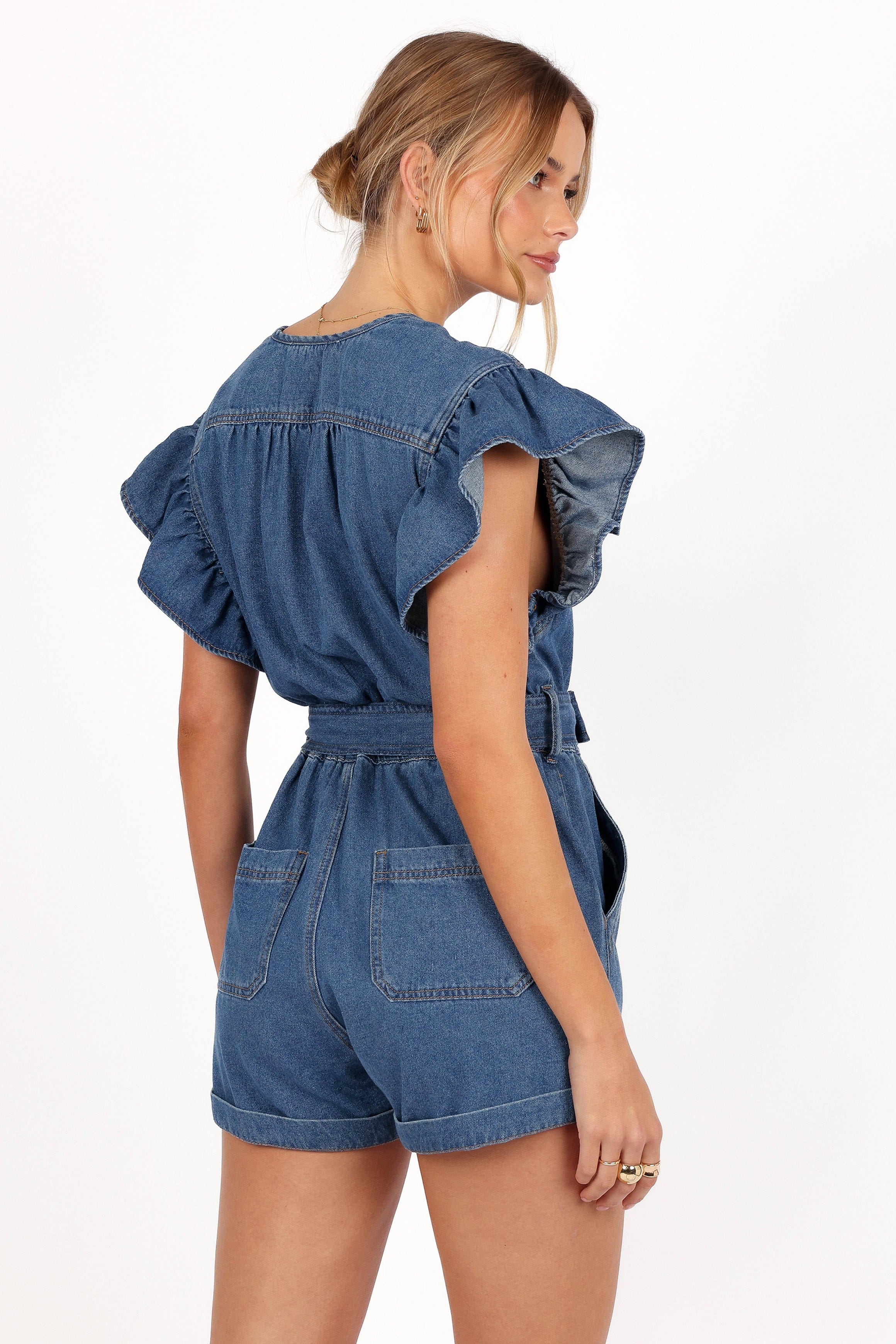 Petal and Pup USA PLAYSUITS Mia Romper - Medium Denim