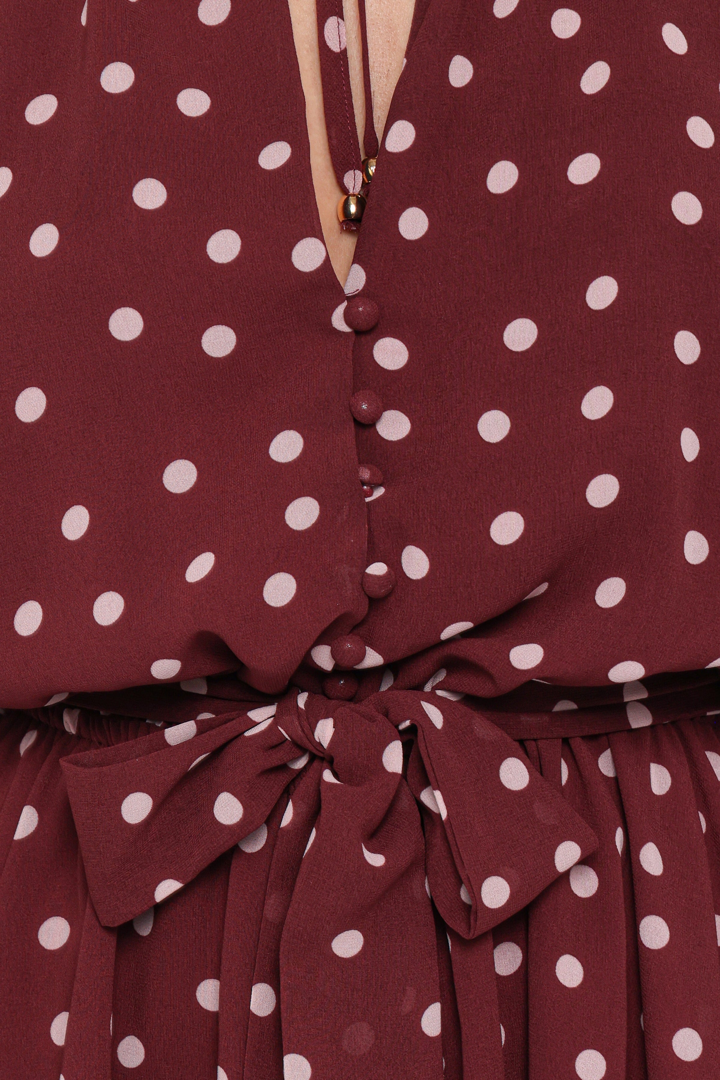 Petal and Pup USA PLAYSUITS Michelle Romper - Burgundy Polka Dot