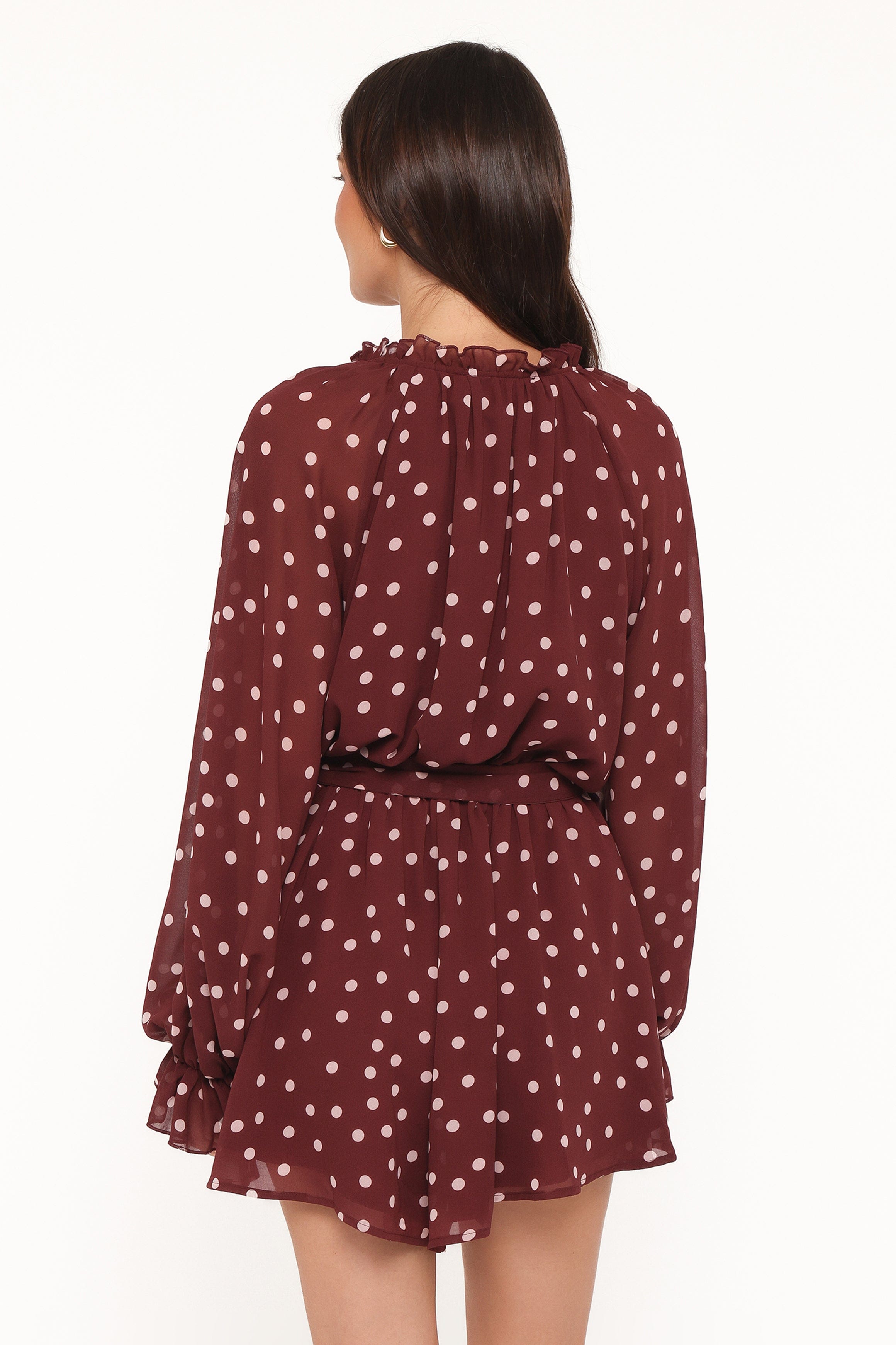 Petal and Pup USA PLAYSUITS Michelle Romper - Burgundy Polka Dot