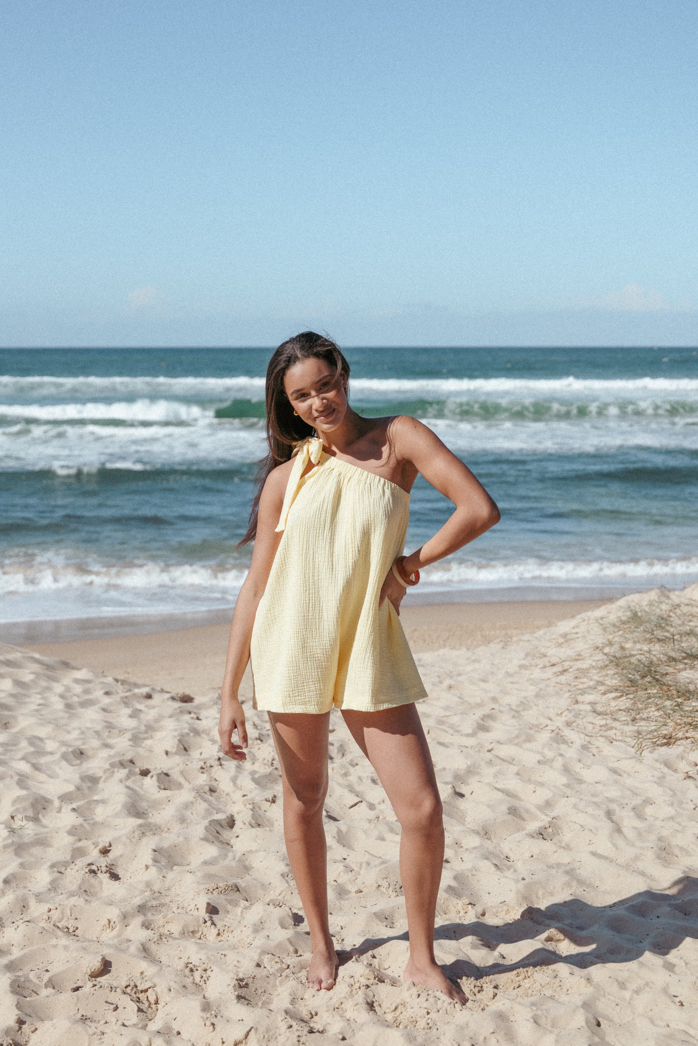 Petal and Pup USA PLAYSUITS Miffy One Shoulder Romper - Yellow