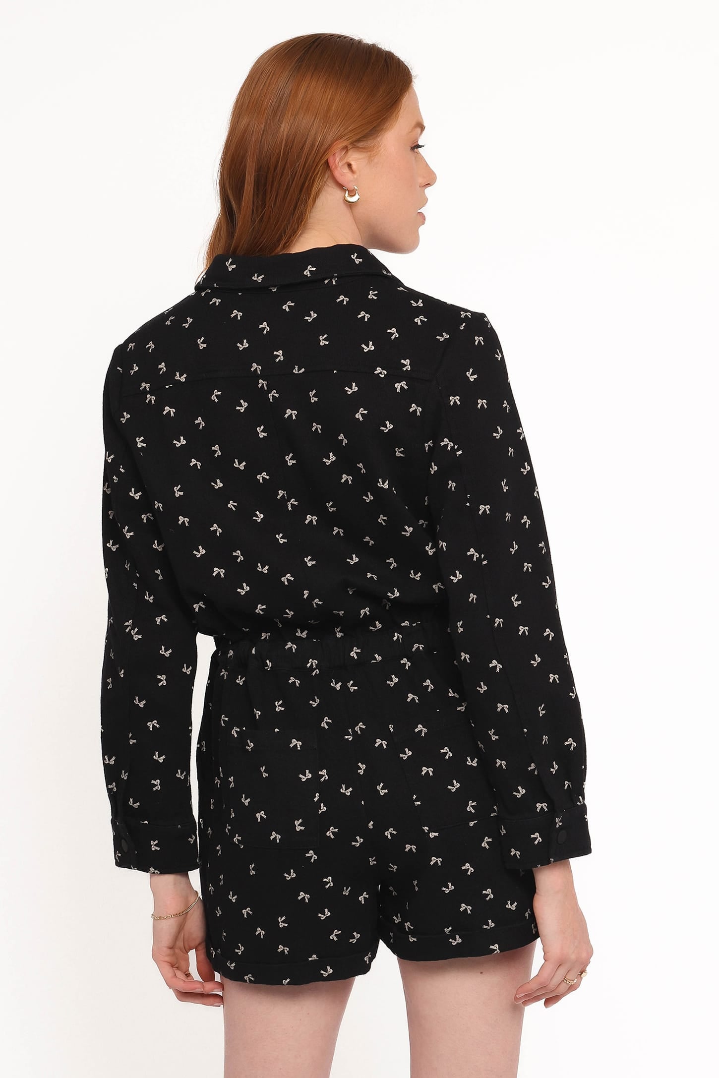 Petal and Pup USA PLAYSUITS Niqui Long Sleeve Romper - Black Cream