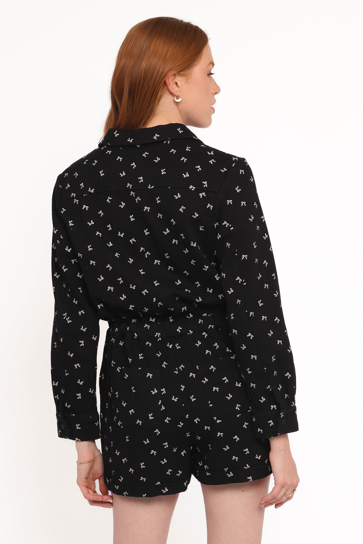 Petal and Pup USA PLAYSUITS Niqui Long Sleeve Romper - Black Cream