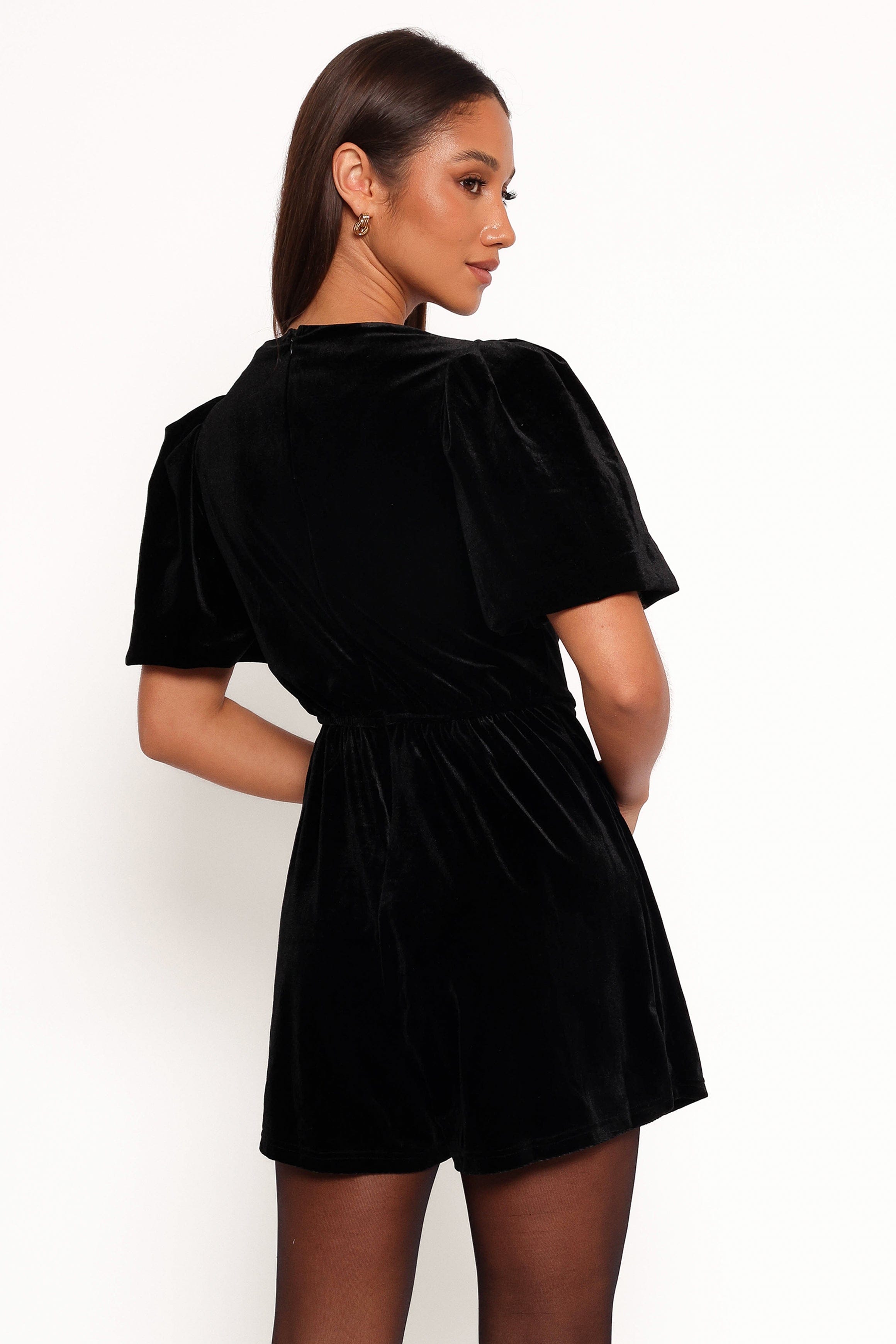 Petal and Pup USA PLAYSUITS Norah Velvet Romper - Black