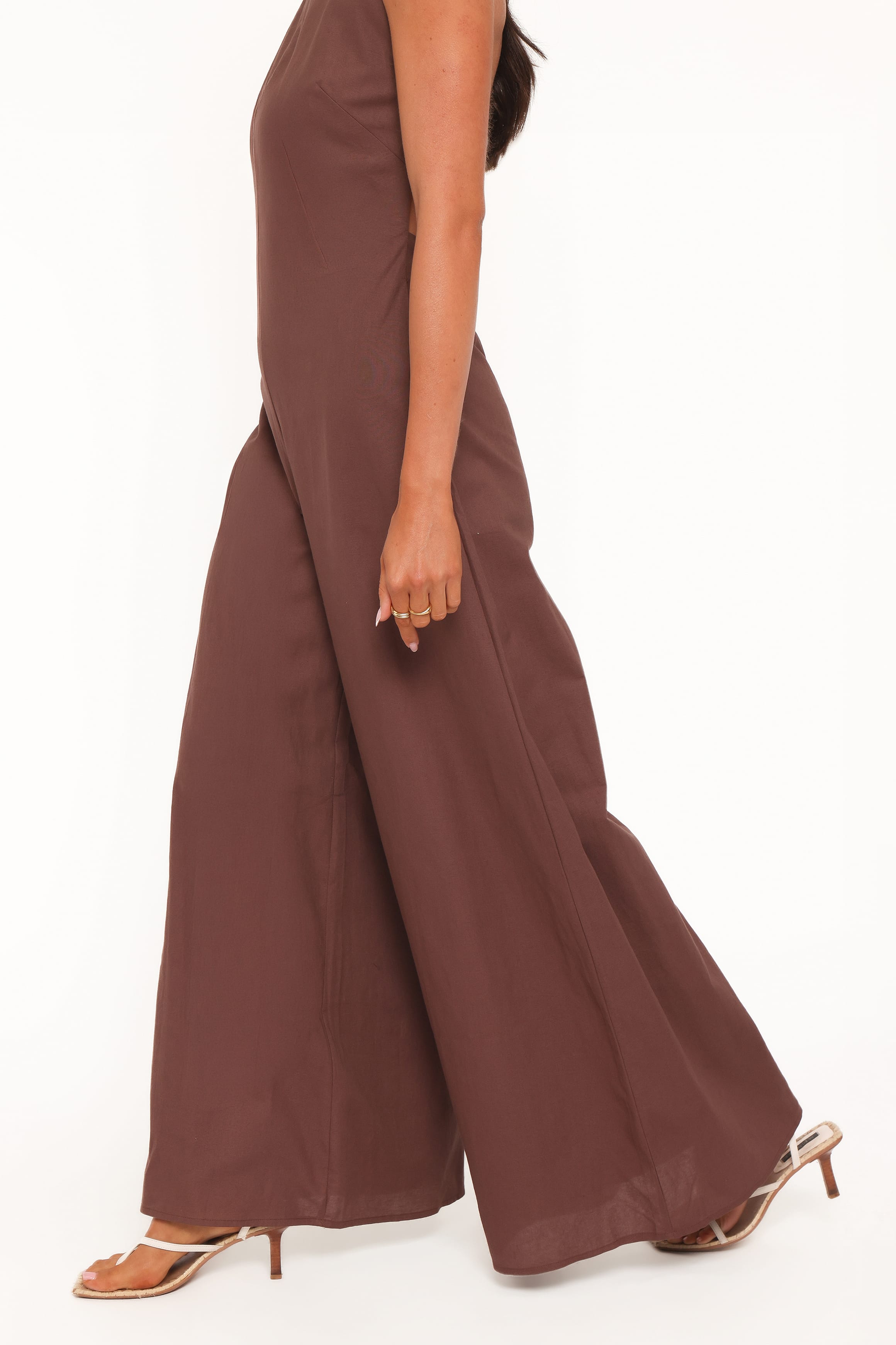 Petal and Pup USA PLAYSUITS Ophilia Open Back Jumpsuit - Dark Brown