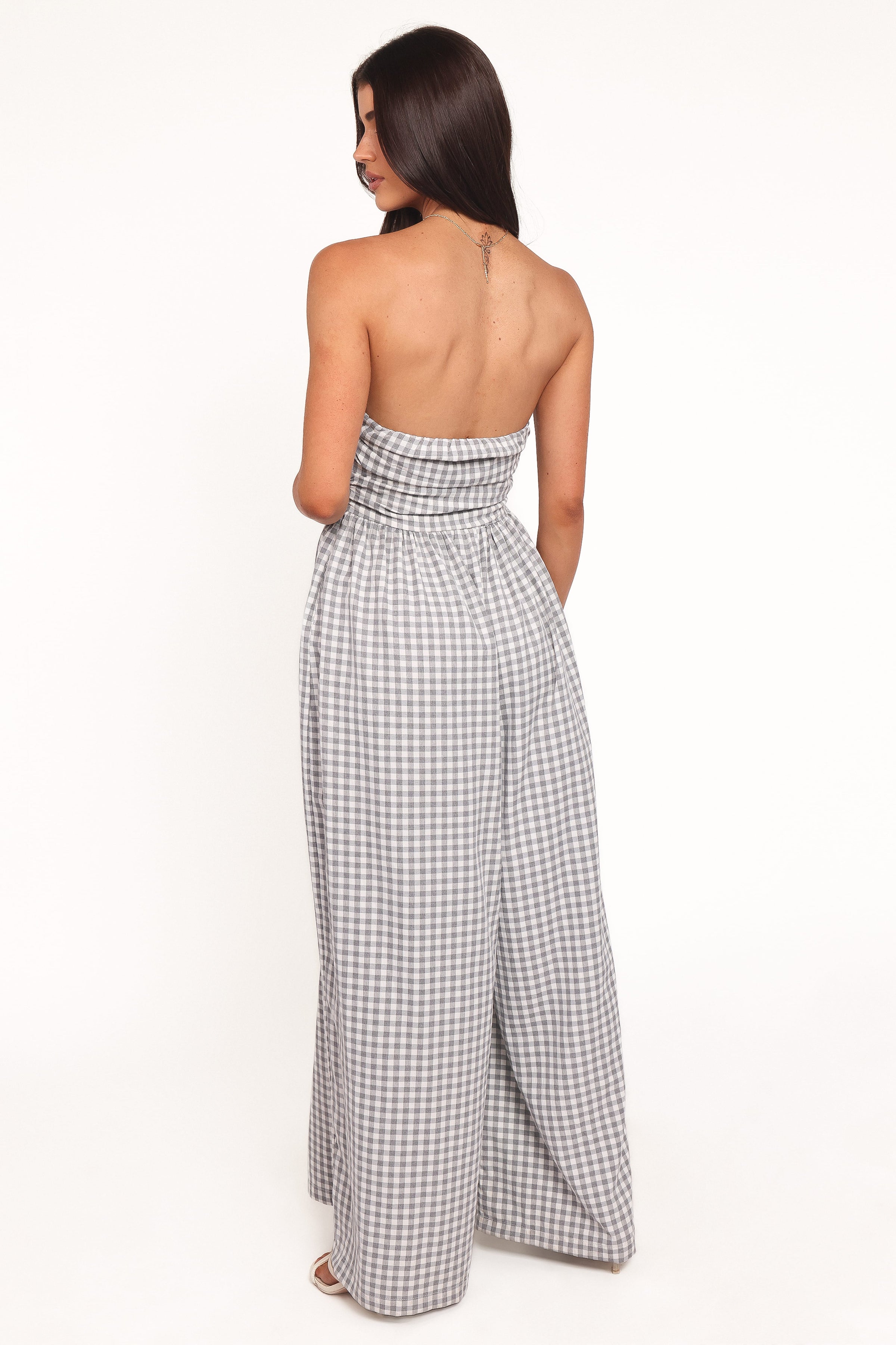 Petal and Pup USA PLAYSUITS Paige Strapless Jumpsuit - Black White Gingham