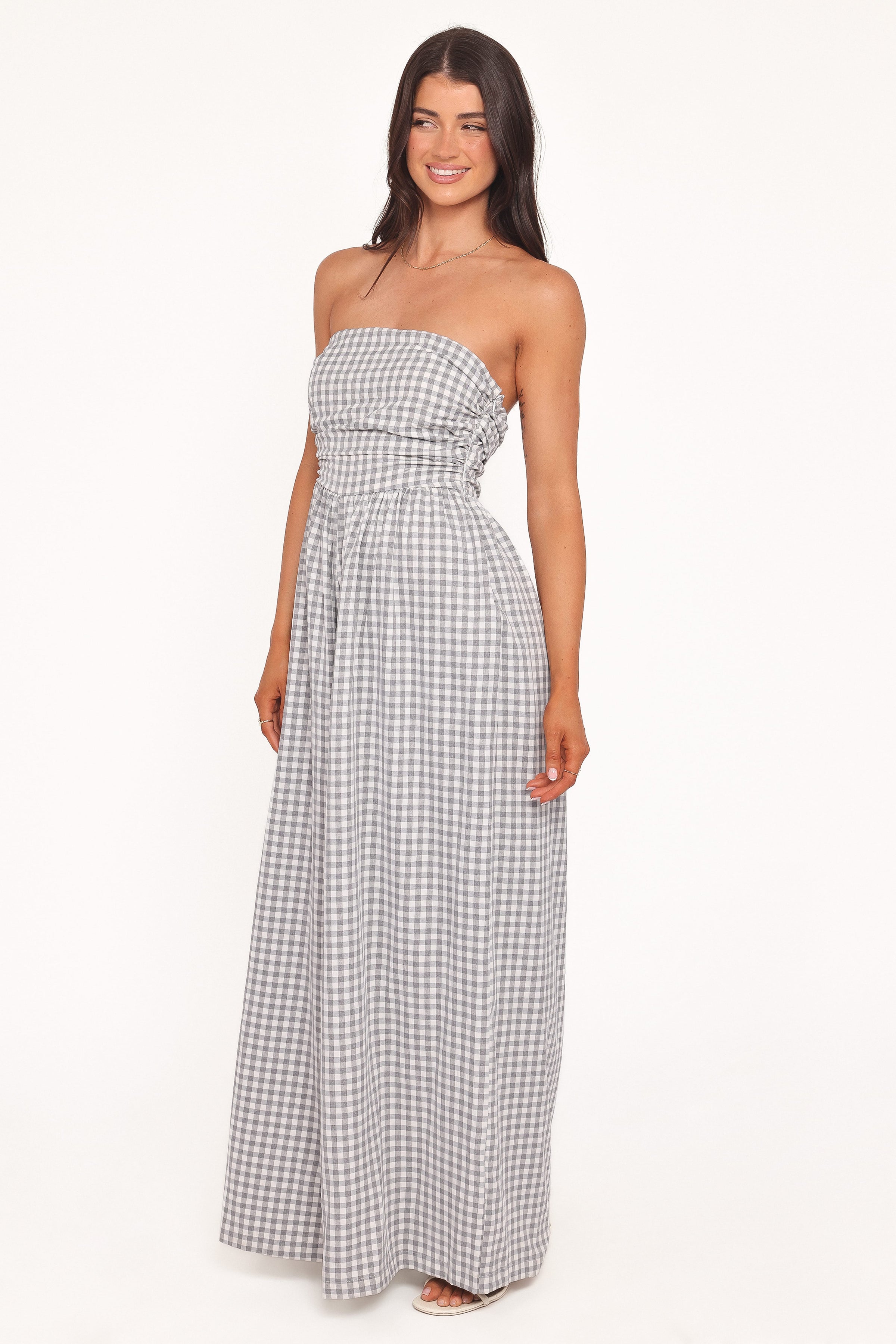 Petal and Pup USA PLAYSUITS Paige Strapless Jumpsuit - Black White Gingham