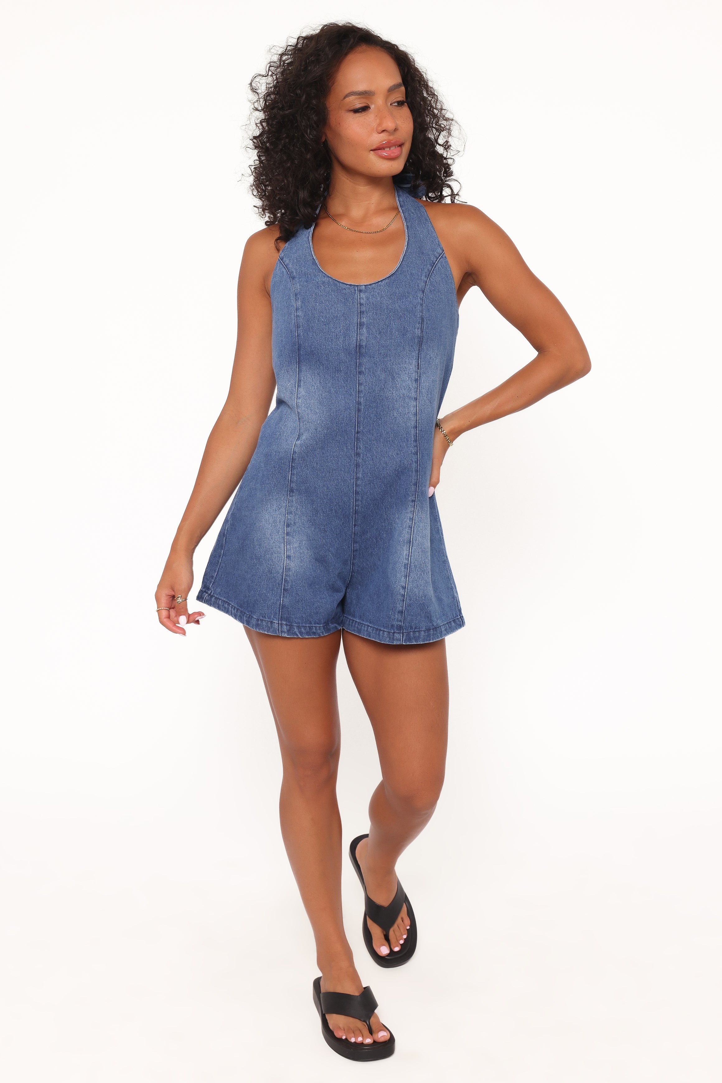 Petal and Pup USA PLAYSUITS Paityn Denim Romper - Dark Wash