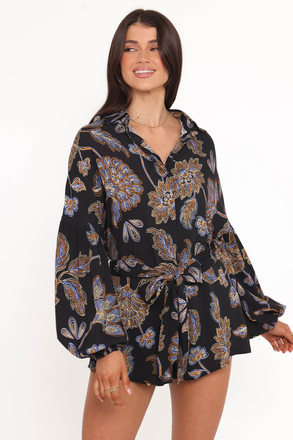 Petal and Pup USA PLAYSUITS Pali Romper - Black Floral
