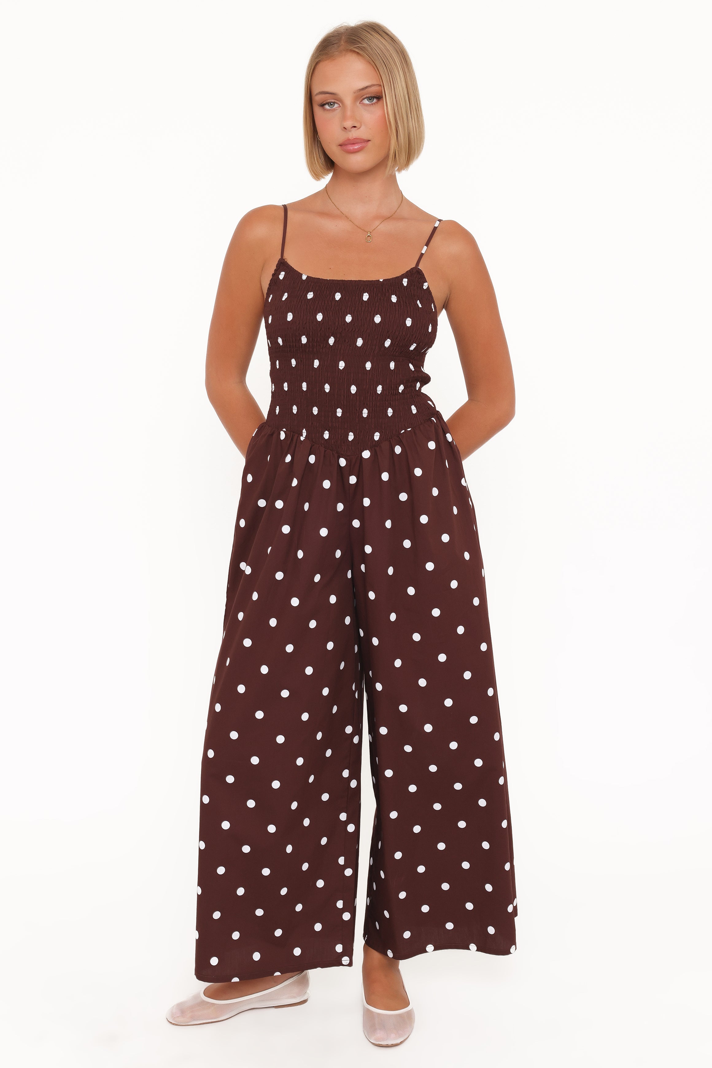 Petal and Pup USA PLAYSUITS Paloma Jumpsuit - Chocolate Polka Dot