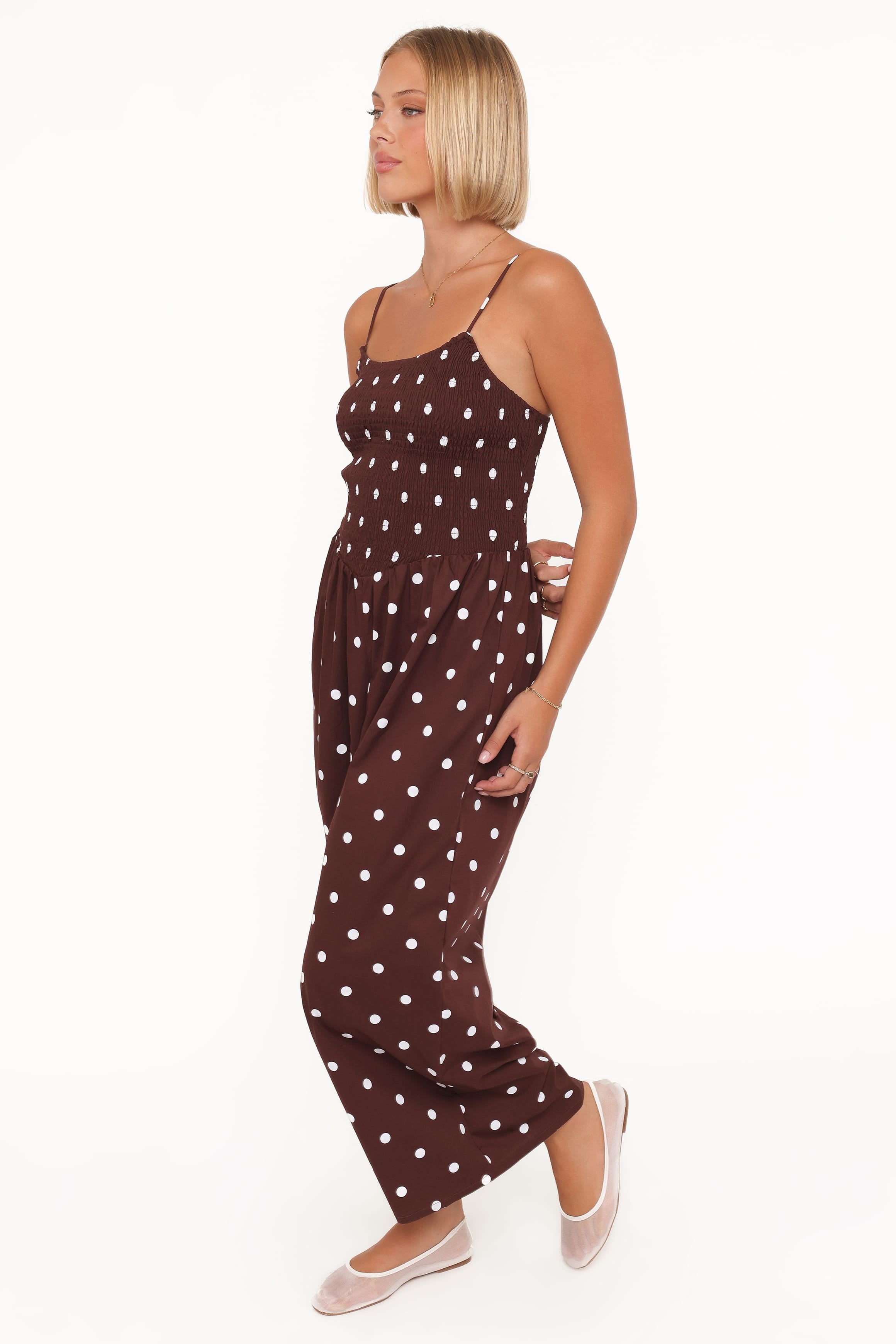 Petal and Pup USA PLAYSUITS Paloma Jumpsuit - Chocolate Polka Dot