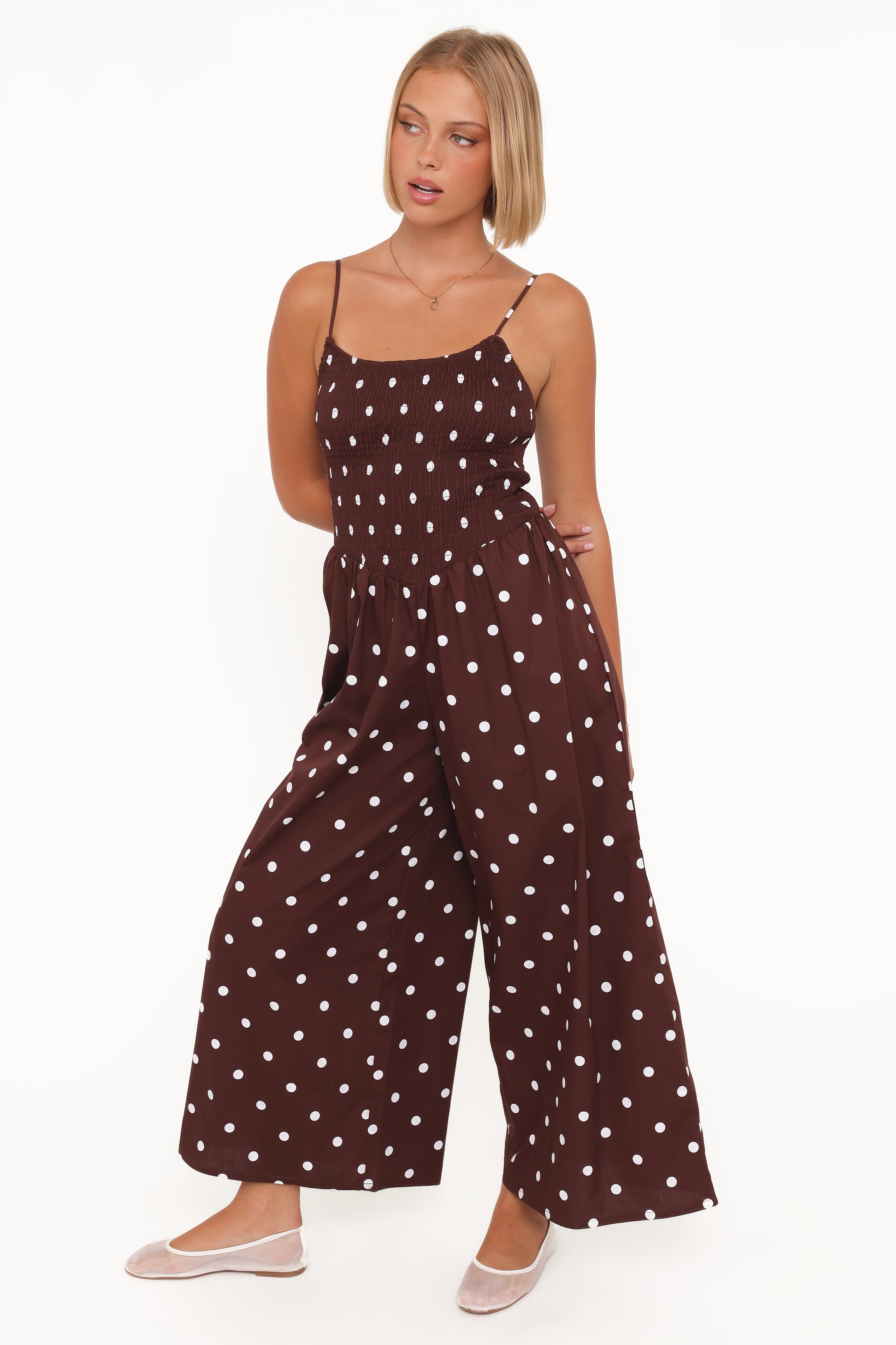 Petal and Pup USA PLAYSUITS Paloma Jumpsuit - Chocolate Polka Dot