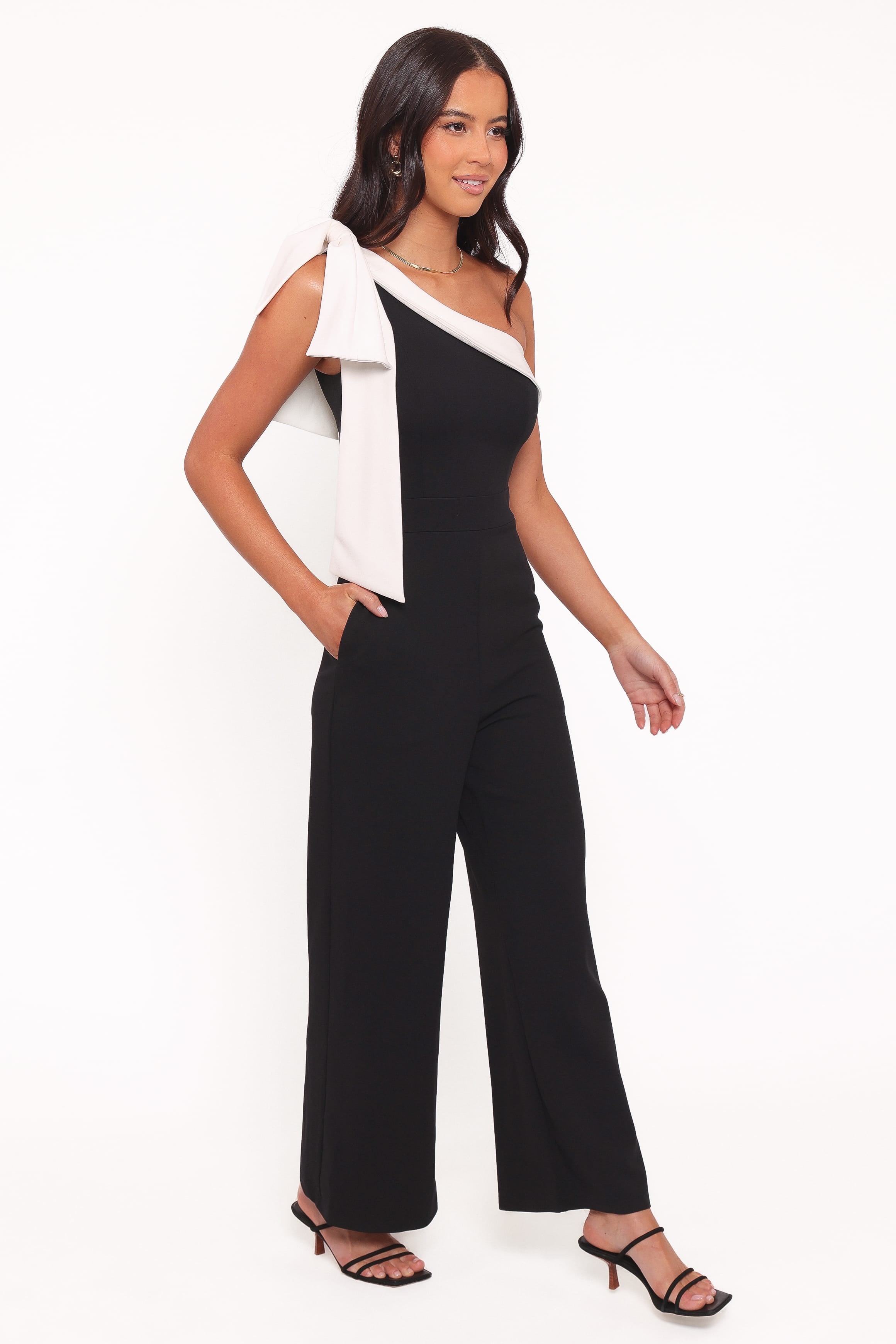 Petal and Pup USA PLAYSUITS Pearla One Shoulder Jumpsuit - Black