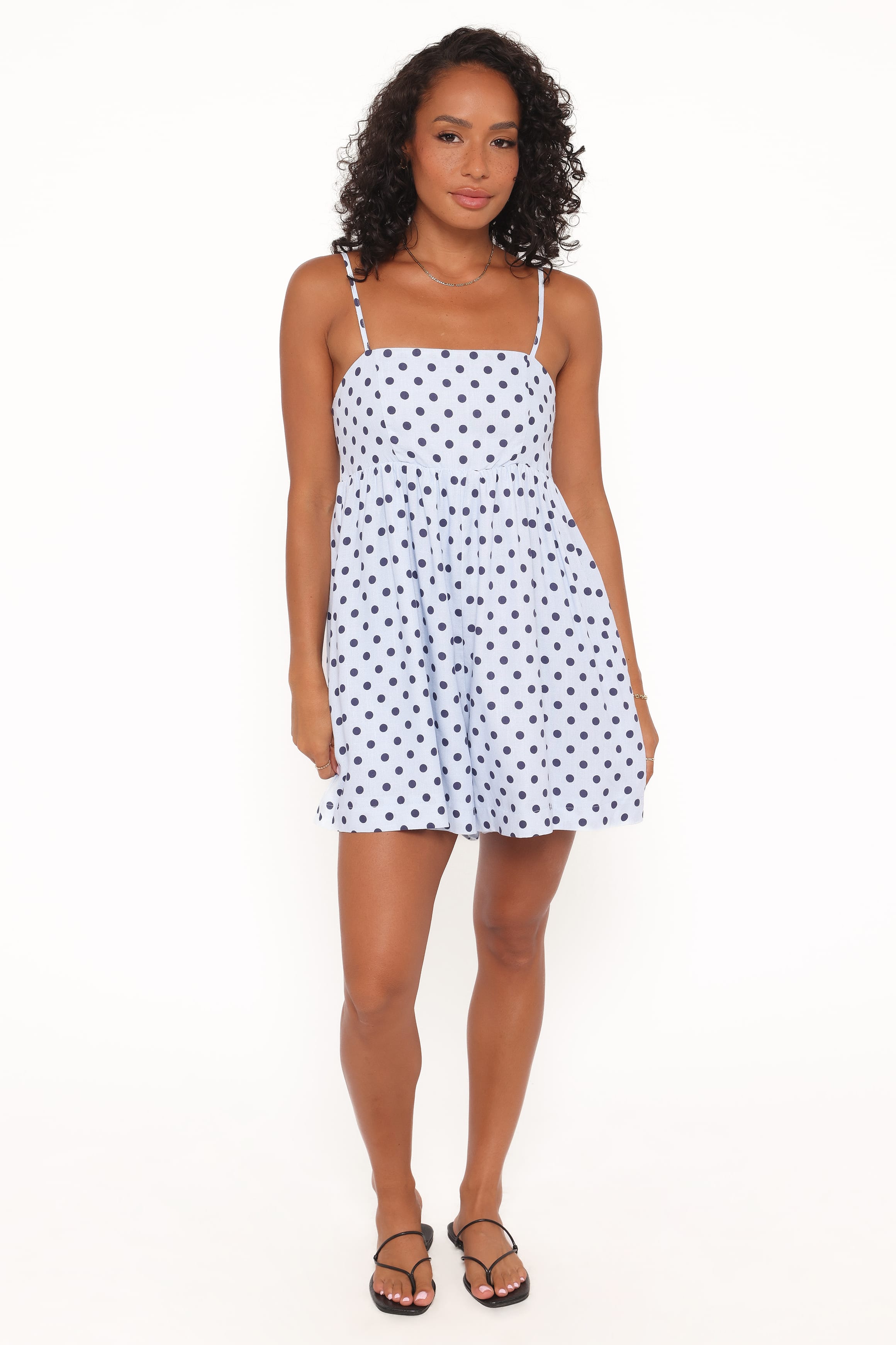 Petal and Pup USA PLAYSUITS Quinley Romper - Blue Polka Dot