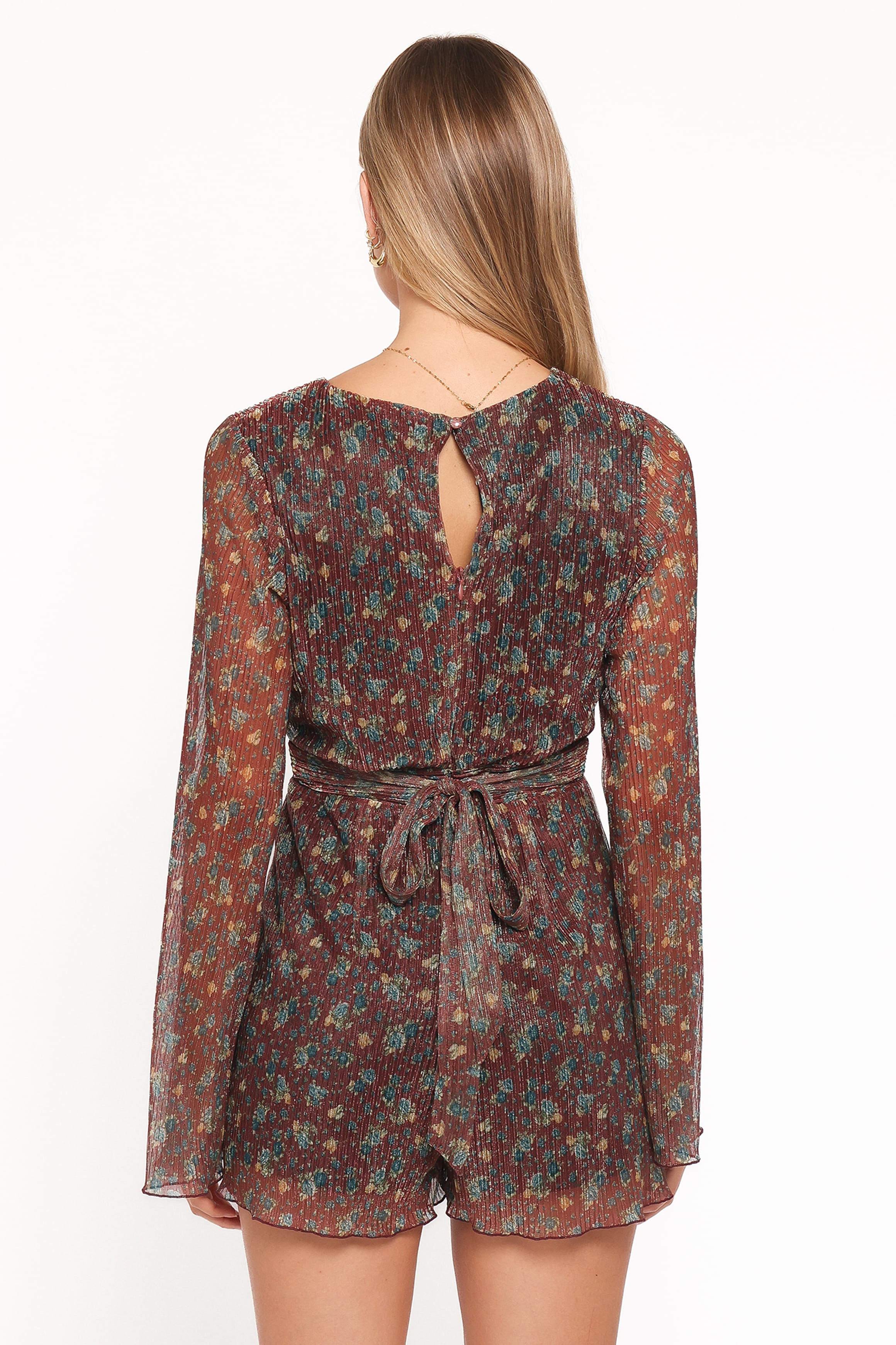 Petal and Pup USA PLAYSUITS Rhiannon Long Sleeve Romper - Brown Floral