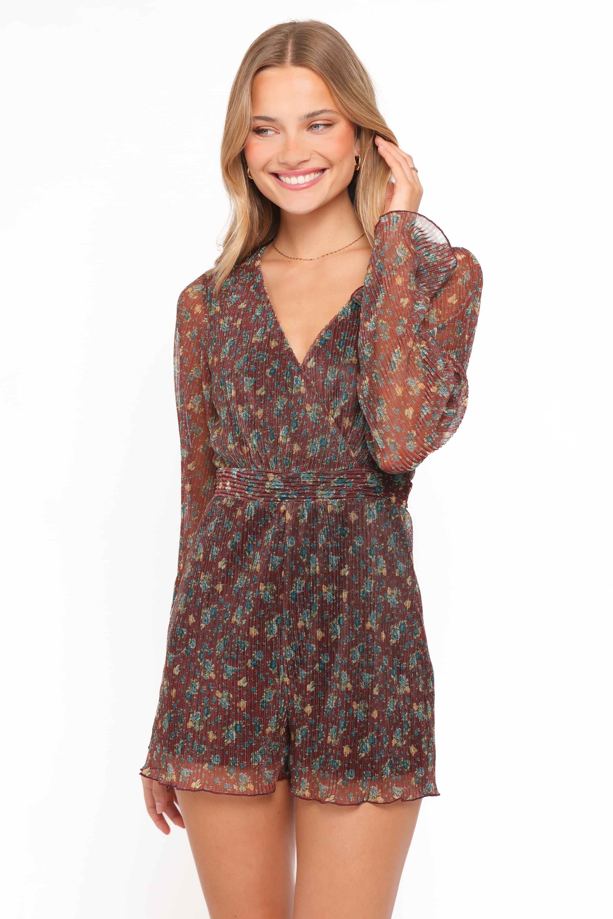Petal and Pup USA PLAYSUITS Rhiannon Long Sleeve Romper - Brown Floral