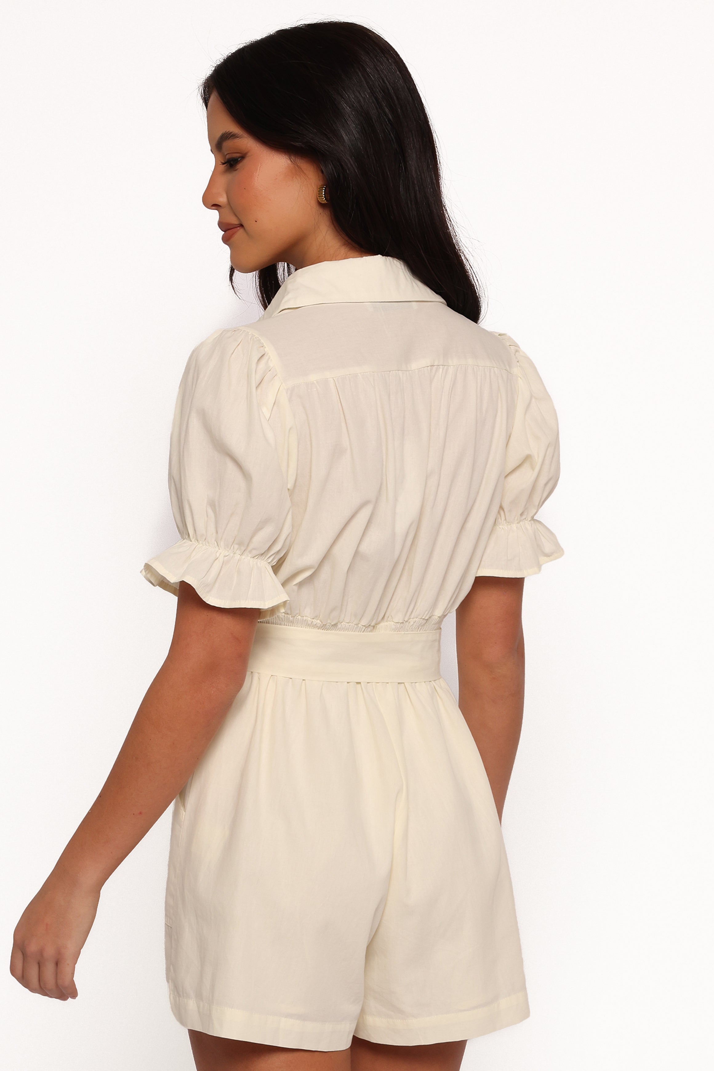 Petal and Pup USA PLAYSUITS Riley Waist Tie Romper - Cream (Hold for Rack)