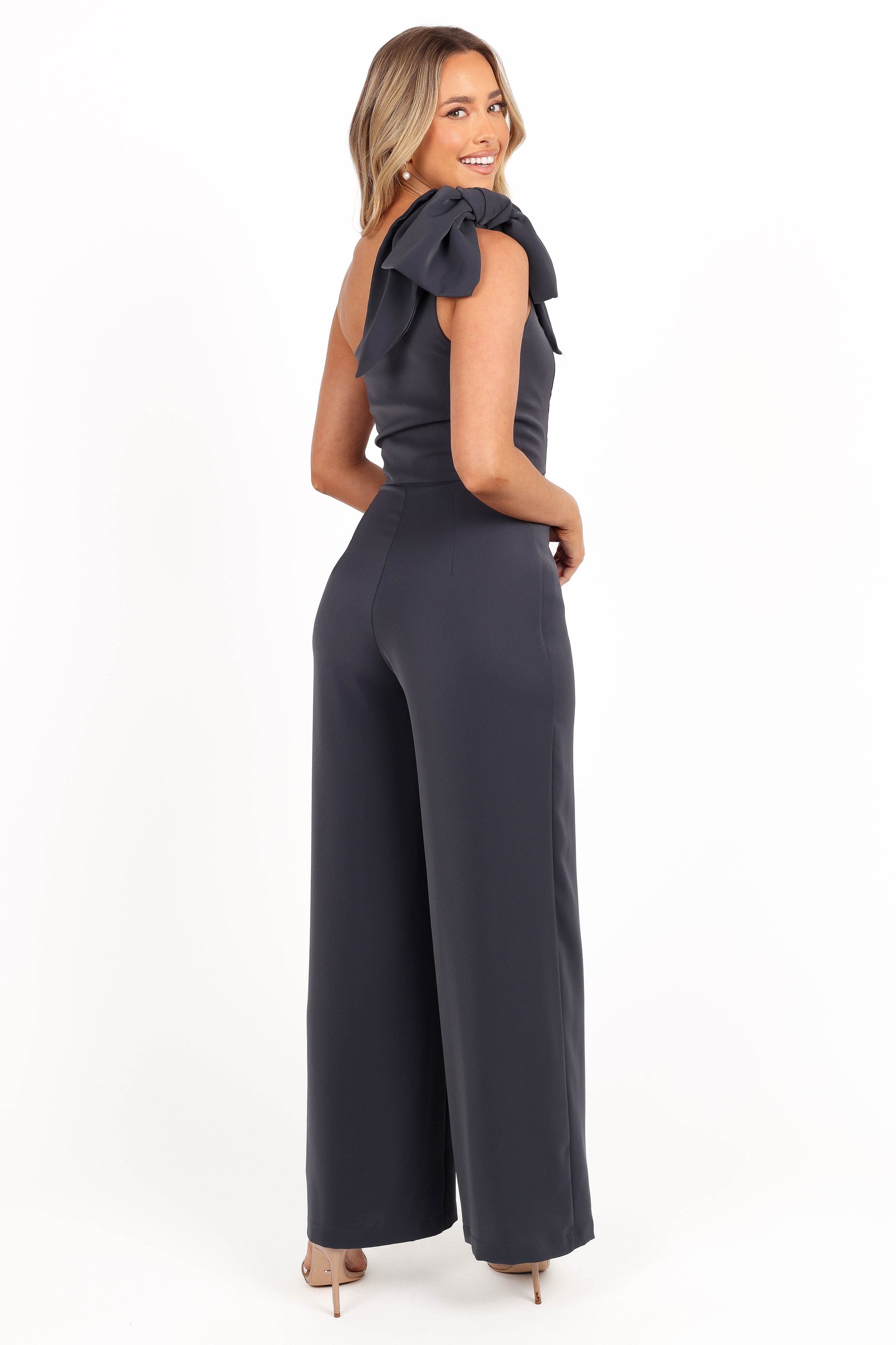Petal and Pup USA PLAYSUITS Scarlett One Shoulder Jumpsuit - Steel Grey (Hold for Rack)