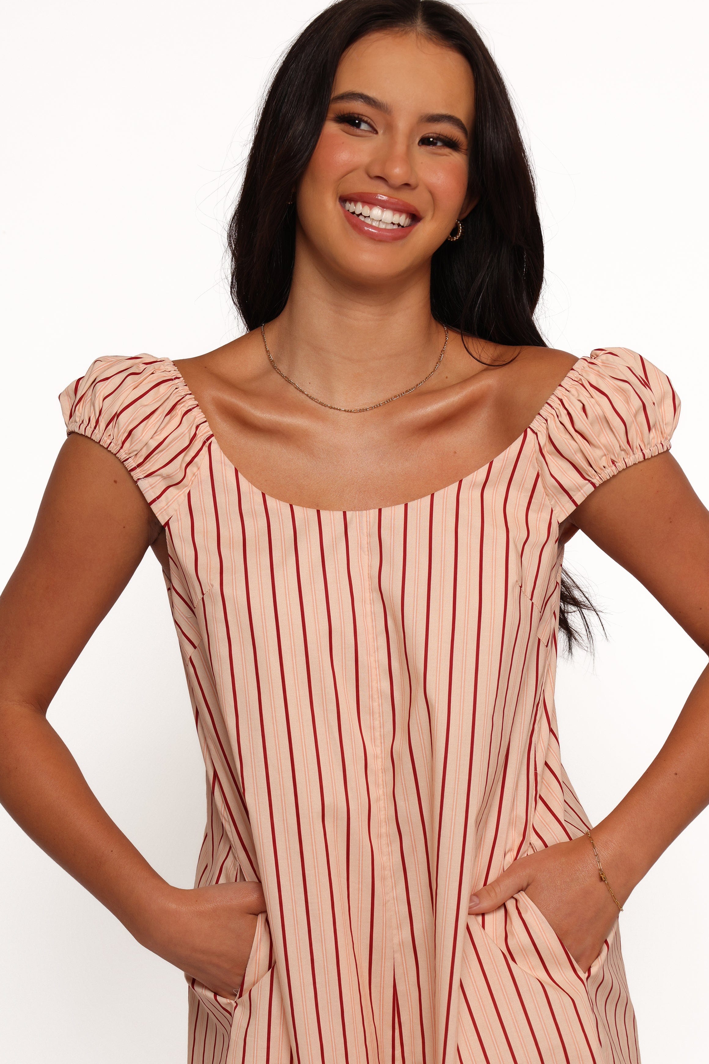 Petal and Pup USA PLAYSUITS Scobbie Romper - Pink Stripe (Hold for Rack)