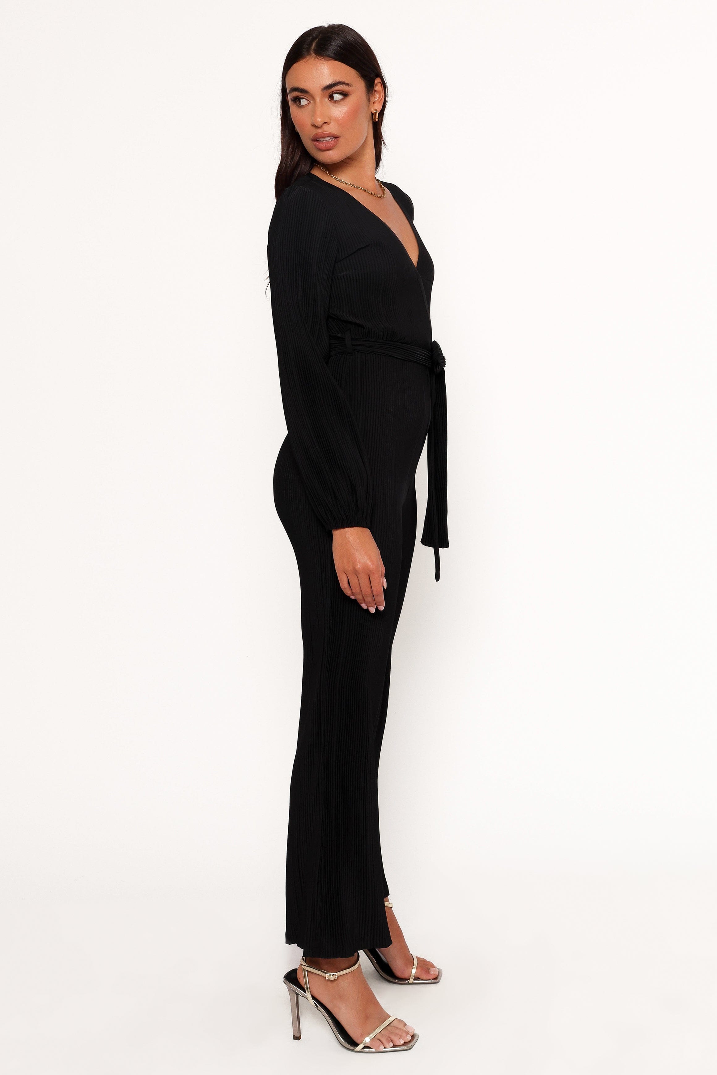 Petal and Pup USA PLAYSUITS Solange Plisse Jumpsuit - Black