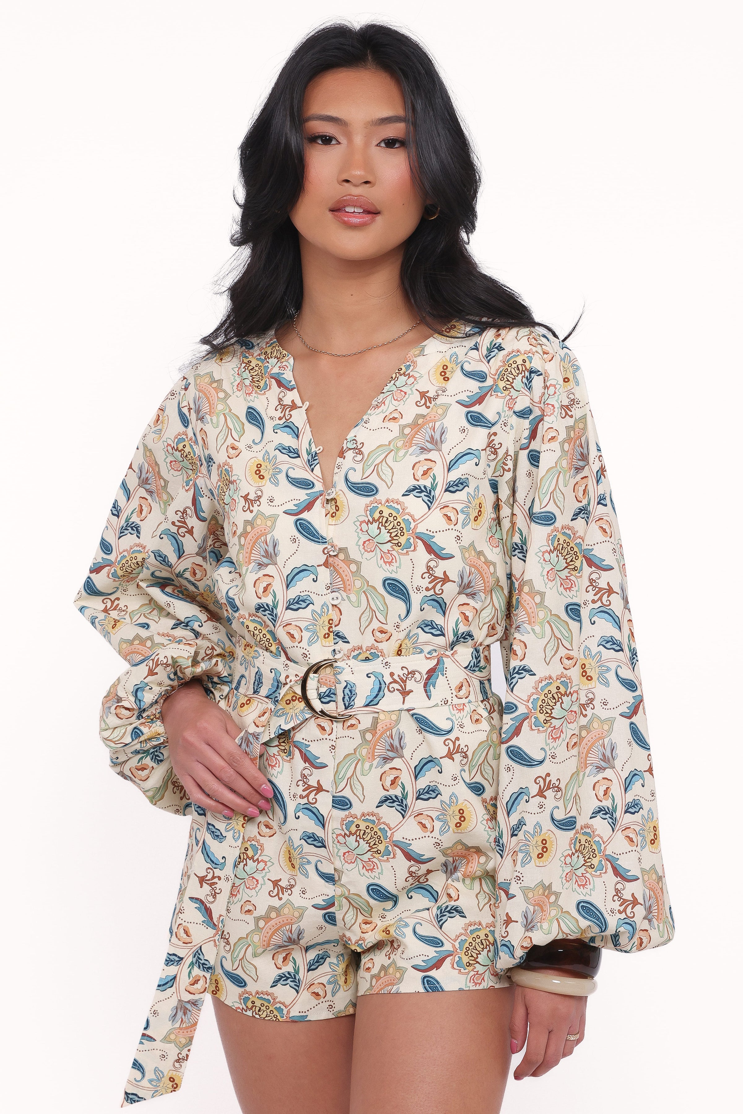 Petal and Pup USA PLAYSUITS Soul Belted Romper - Paisley (Hold for Amazon)