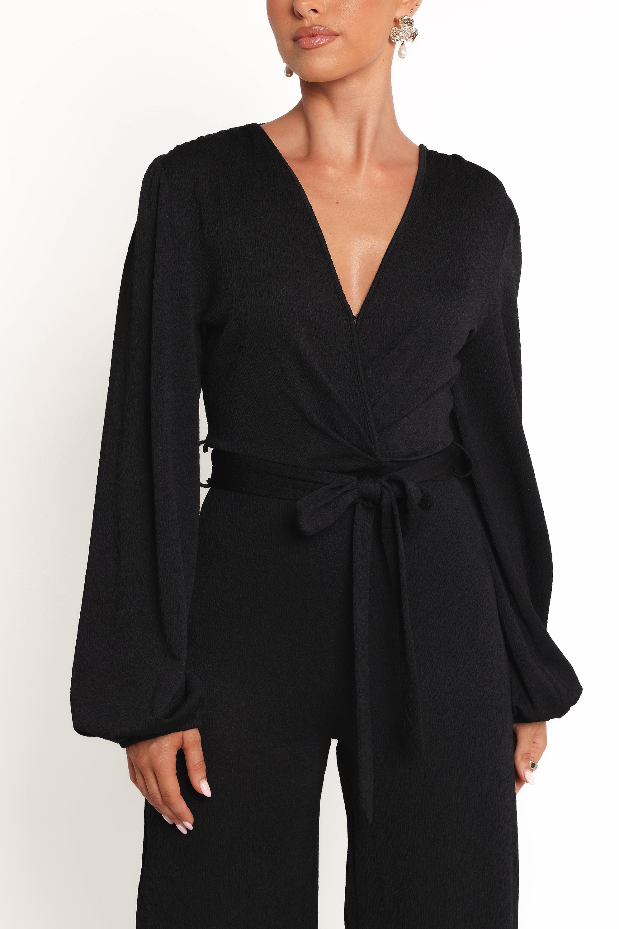 Petal and Pup USA PLAYSUITS Yelena Long Sleeve Jumpsuit - Black