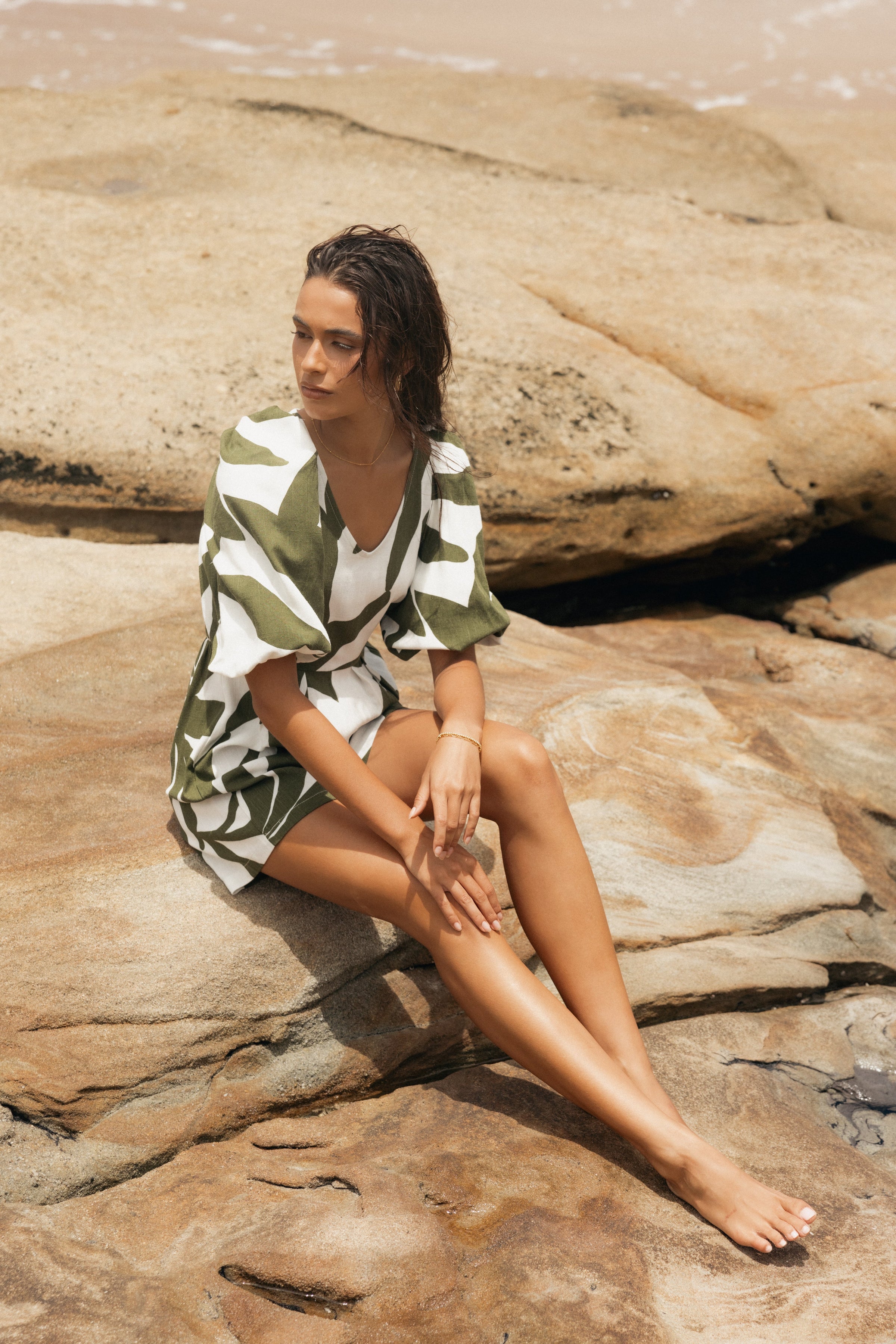 Petal and Pup USA Rompers Matilda Romper - Olive Palm (Hold for Sundial)