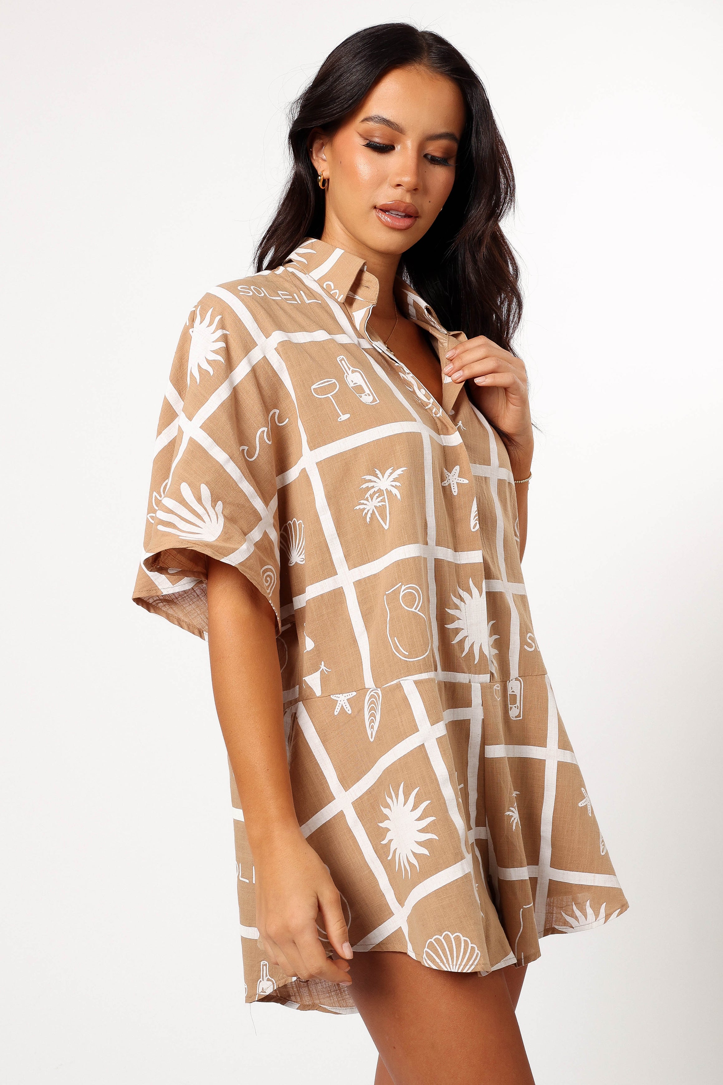 Petal and Pup USA Rompers Sebastian Romper - Tan Soleil Print