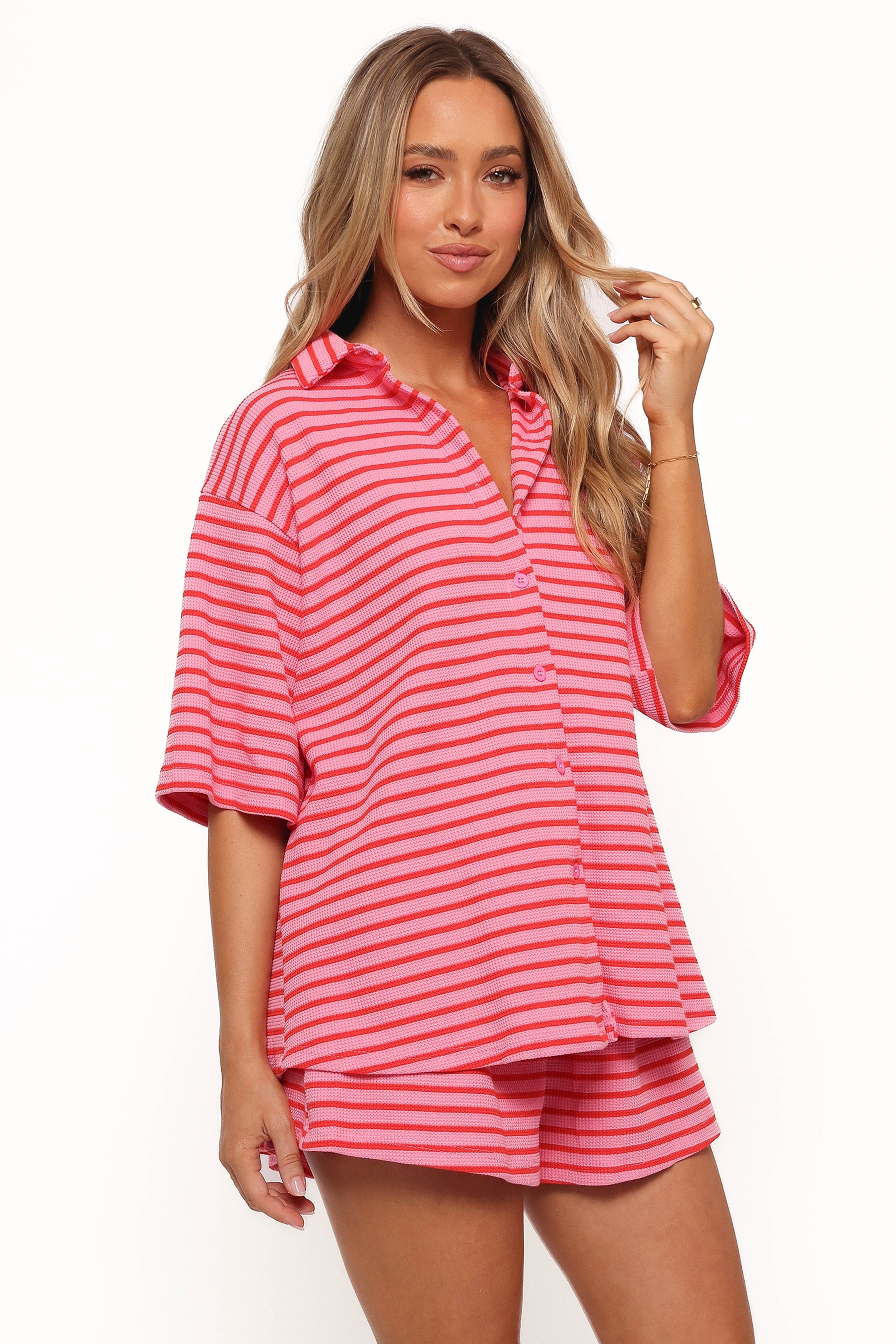 Petal and Pup USA SETS Alden Cotton Knit Set - Pink Red Stripe