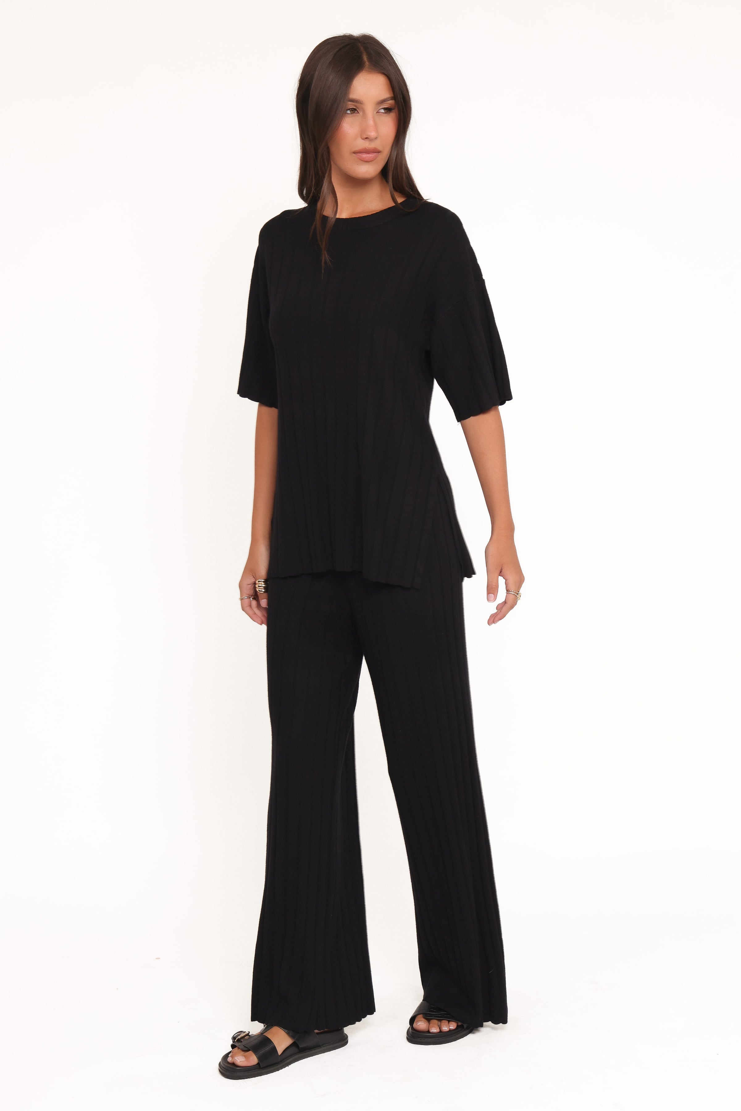 Petal and Pup USA SETS Alix Ribbed Knit Set - Black