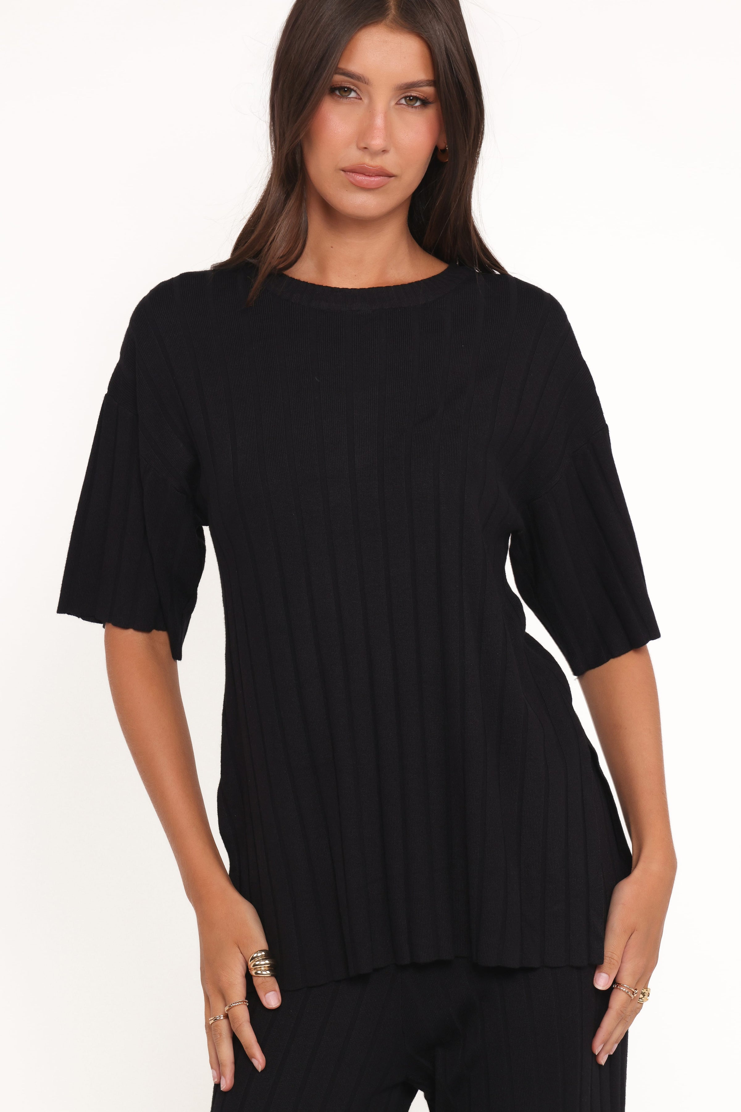 Petal and Pup USA SETS Alix Ribbed Knit Set - Black
