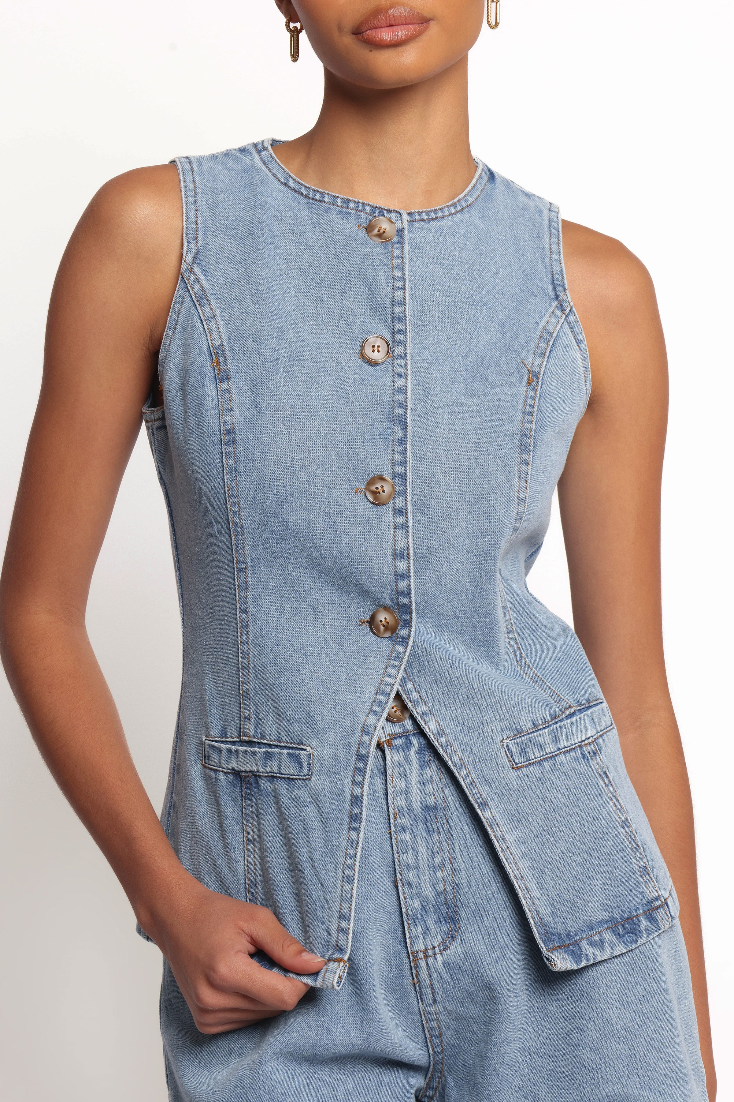 Petal and Pup USA SETS Almana Denim Short Set - Medium Blue